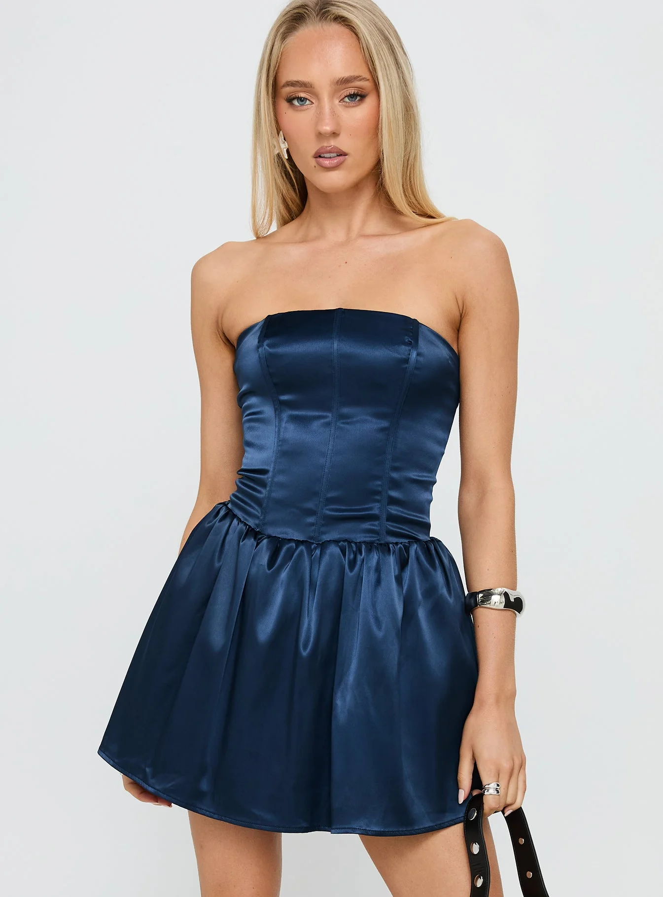 Forevermore Strapless Mini Dress Navy - Image 2