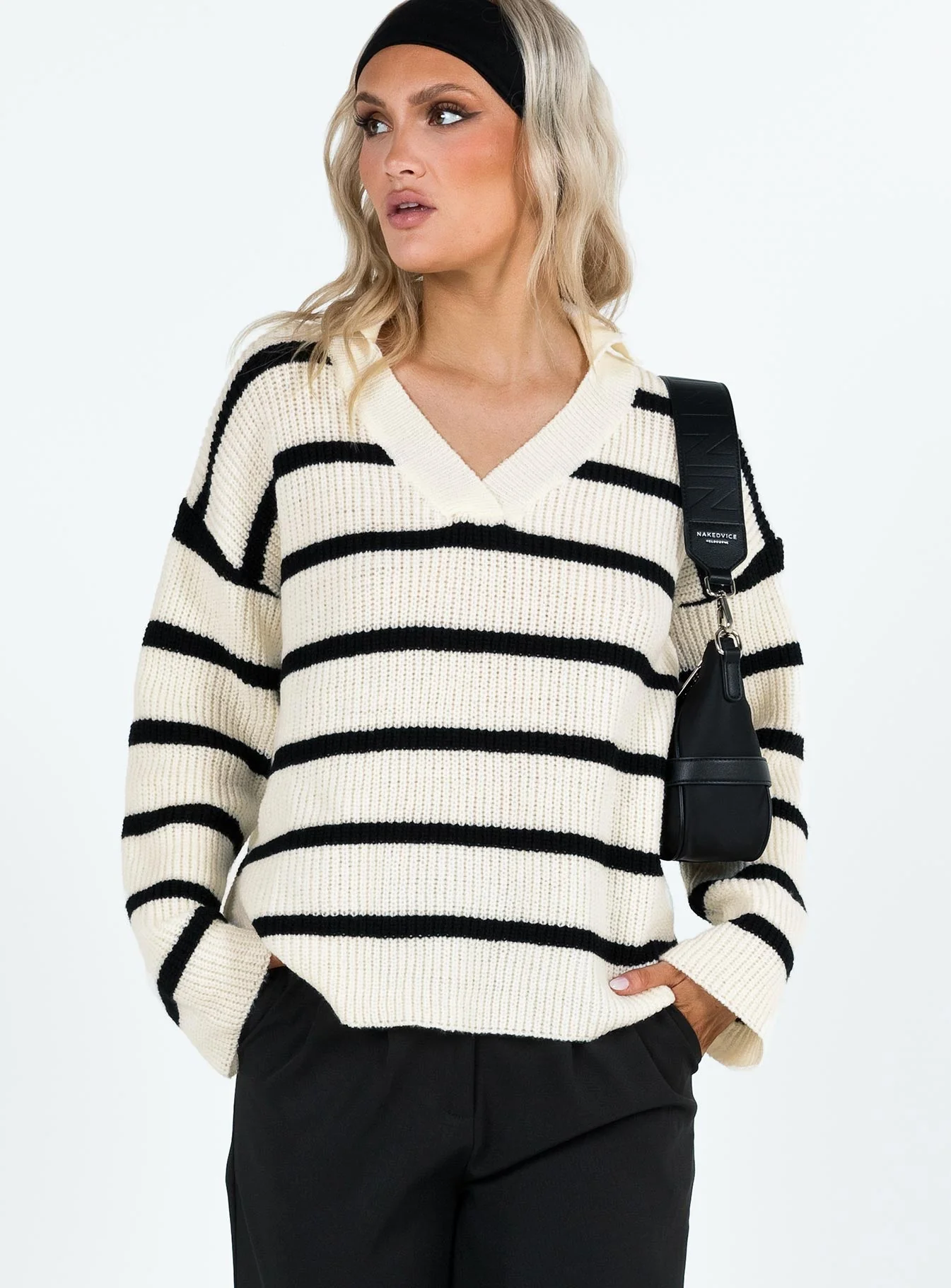 Forte Knit Sweater Black / Cream - Image 4