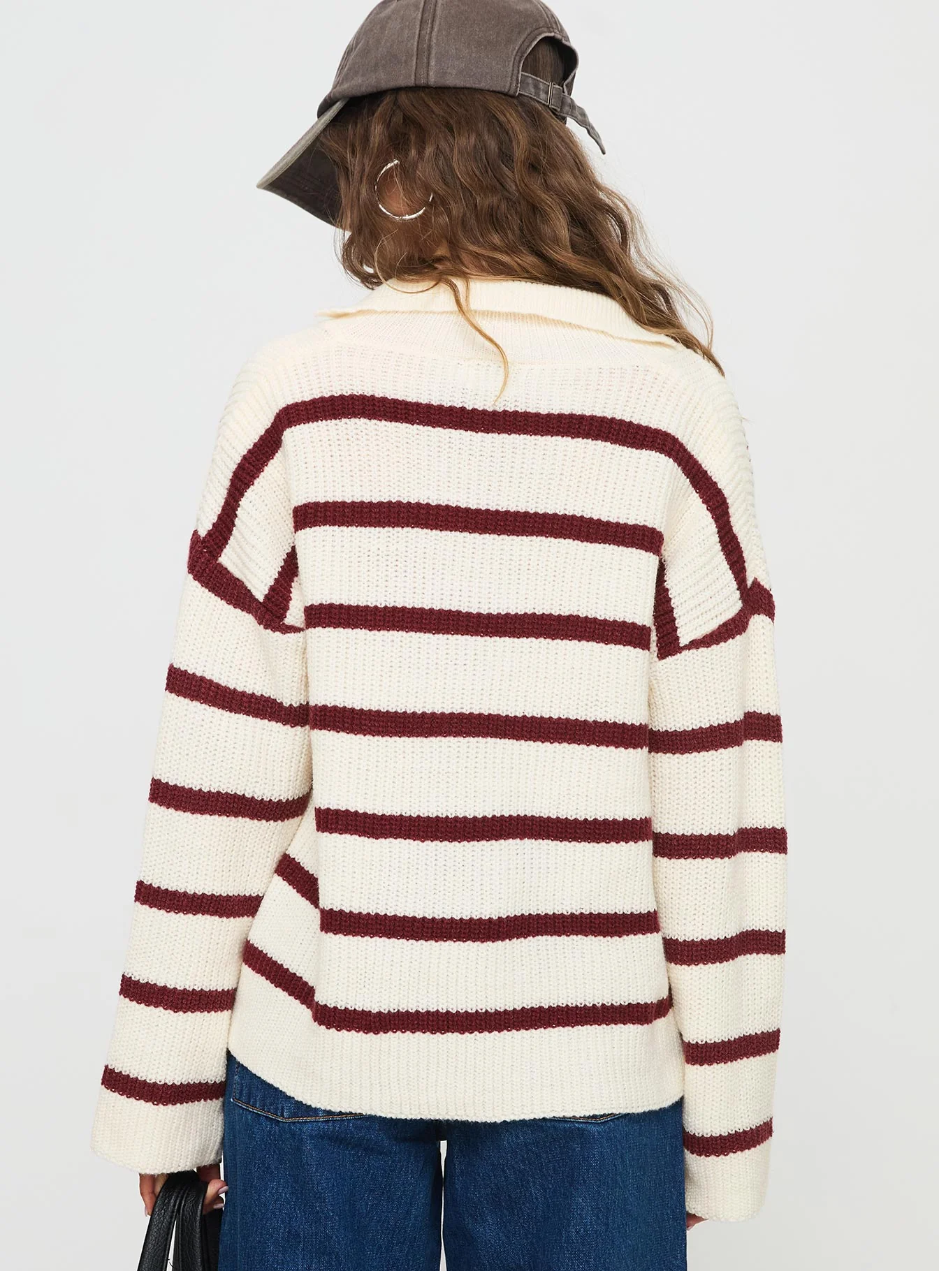 Forte Knit Sweater Red / Cream - Image 5