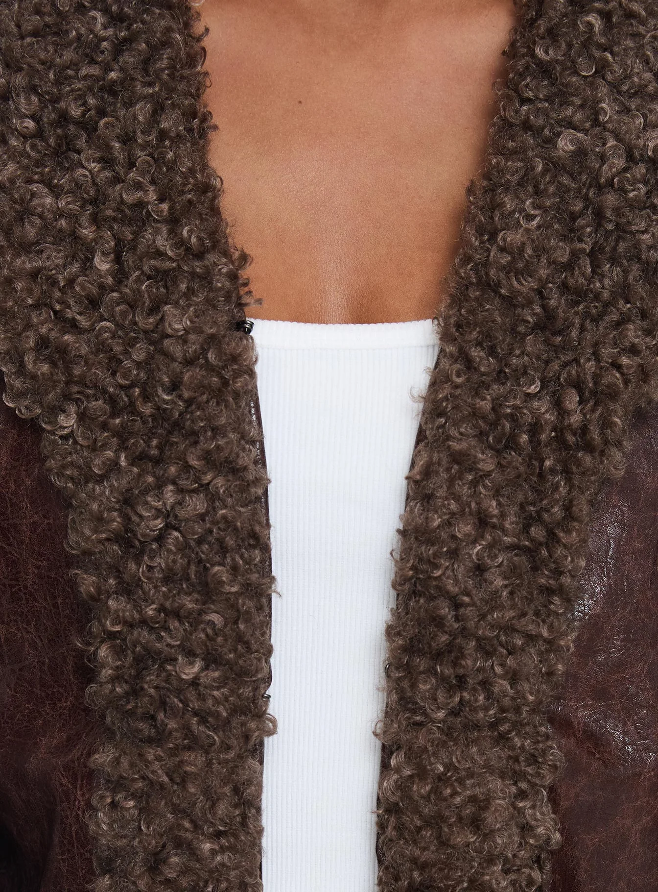Found A Reason Faux Leather Jacket Brown - Image 5