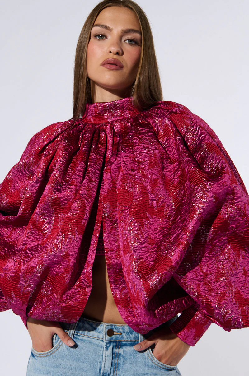 FRANCESCA PUFF SLEEVE MOCK NECK TOP