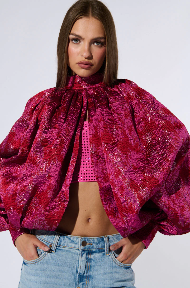 FRANCESCA PUFF SLEEVE MOCK NECK TOP - Image 2