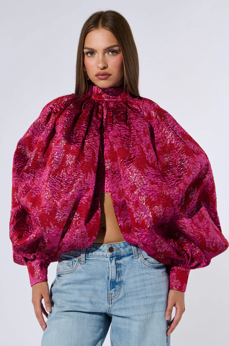 FRANCESCA PUFF SLEEVE MOCK NECK TOP - Image 5