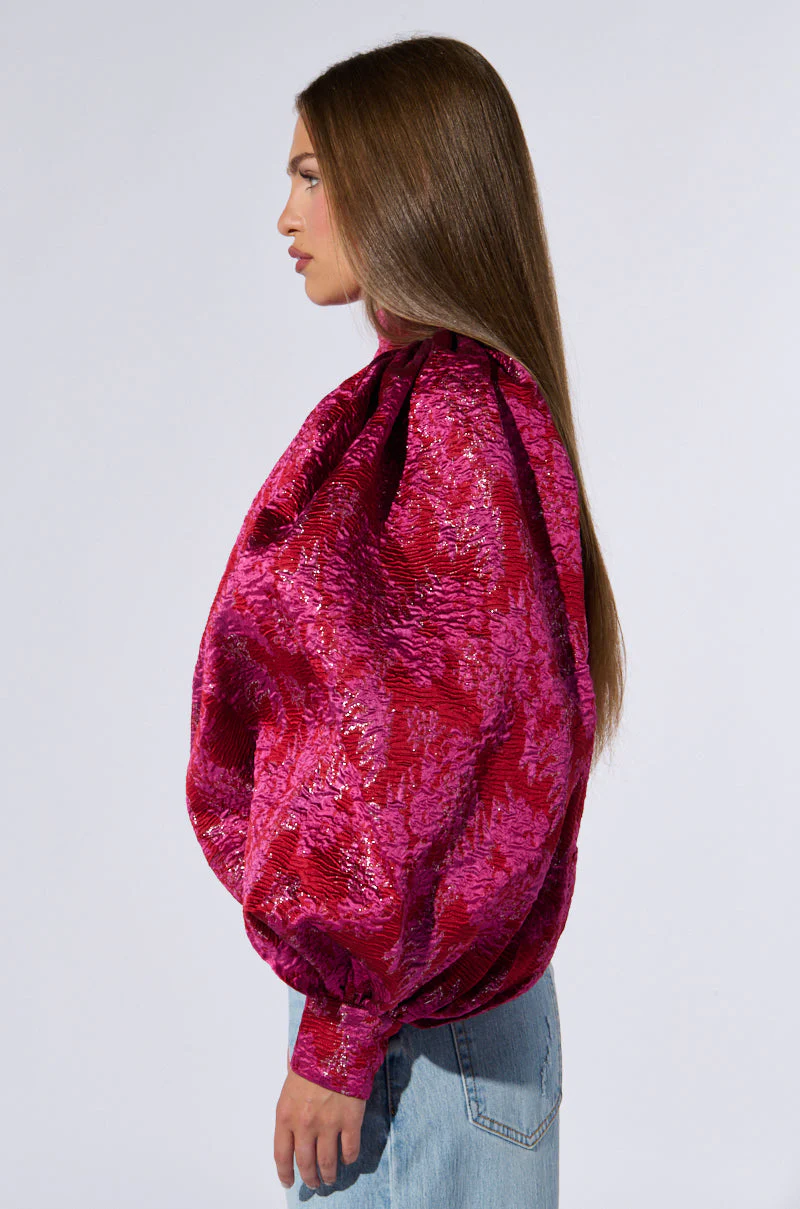FRANCESCA PUFF SLEEVE MOCK NECK TOP - Image 6