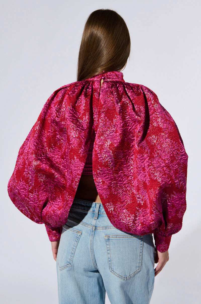 FRANCESCA PUFF SLEEVE MOCK NECK TOP - Image 7