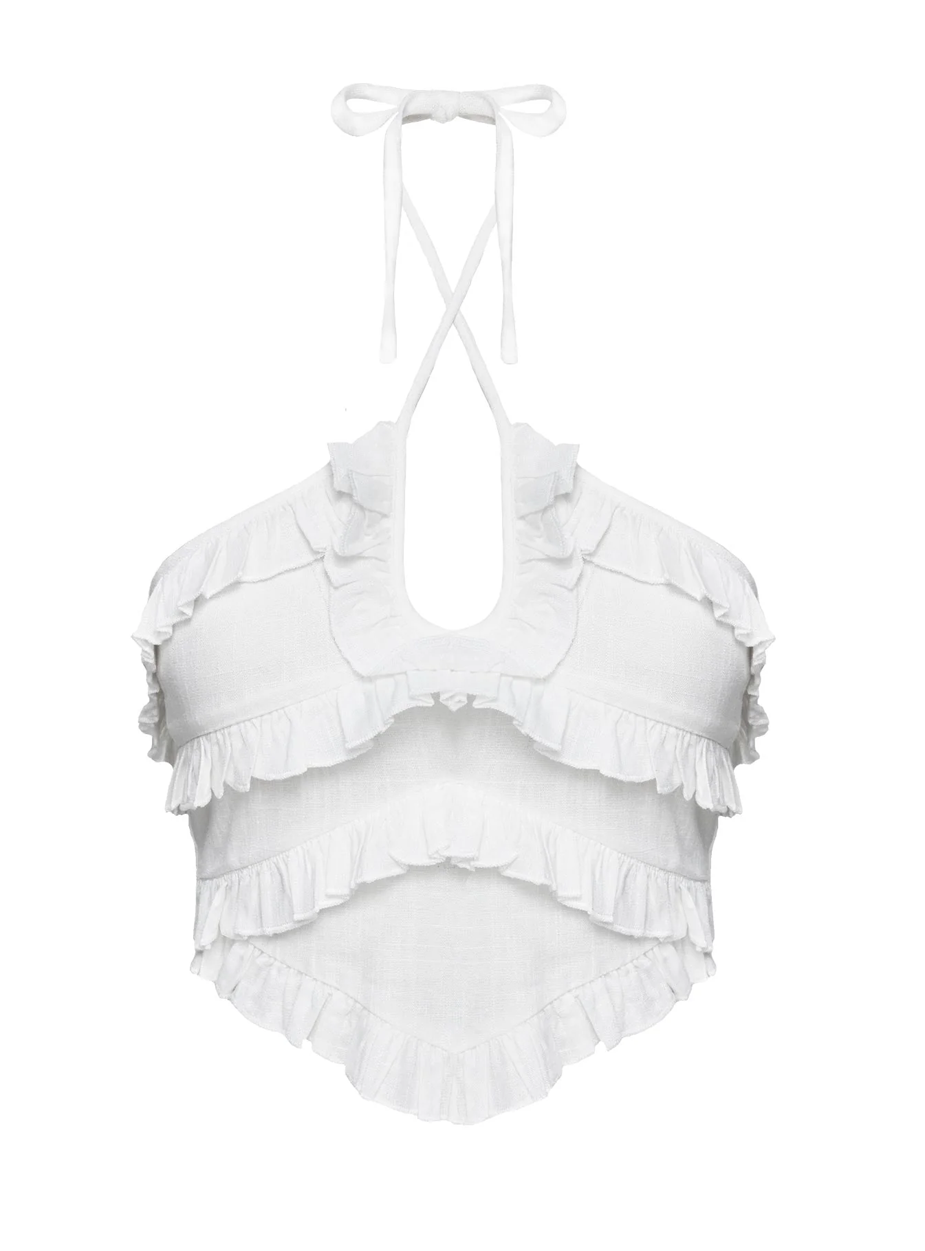 Francesco Frill Halter Top White - Image 5