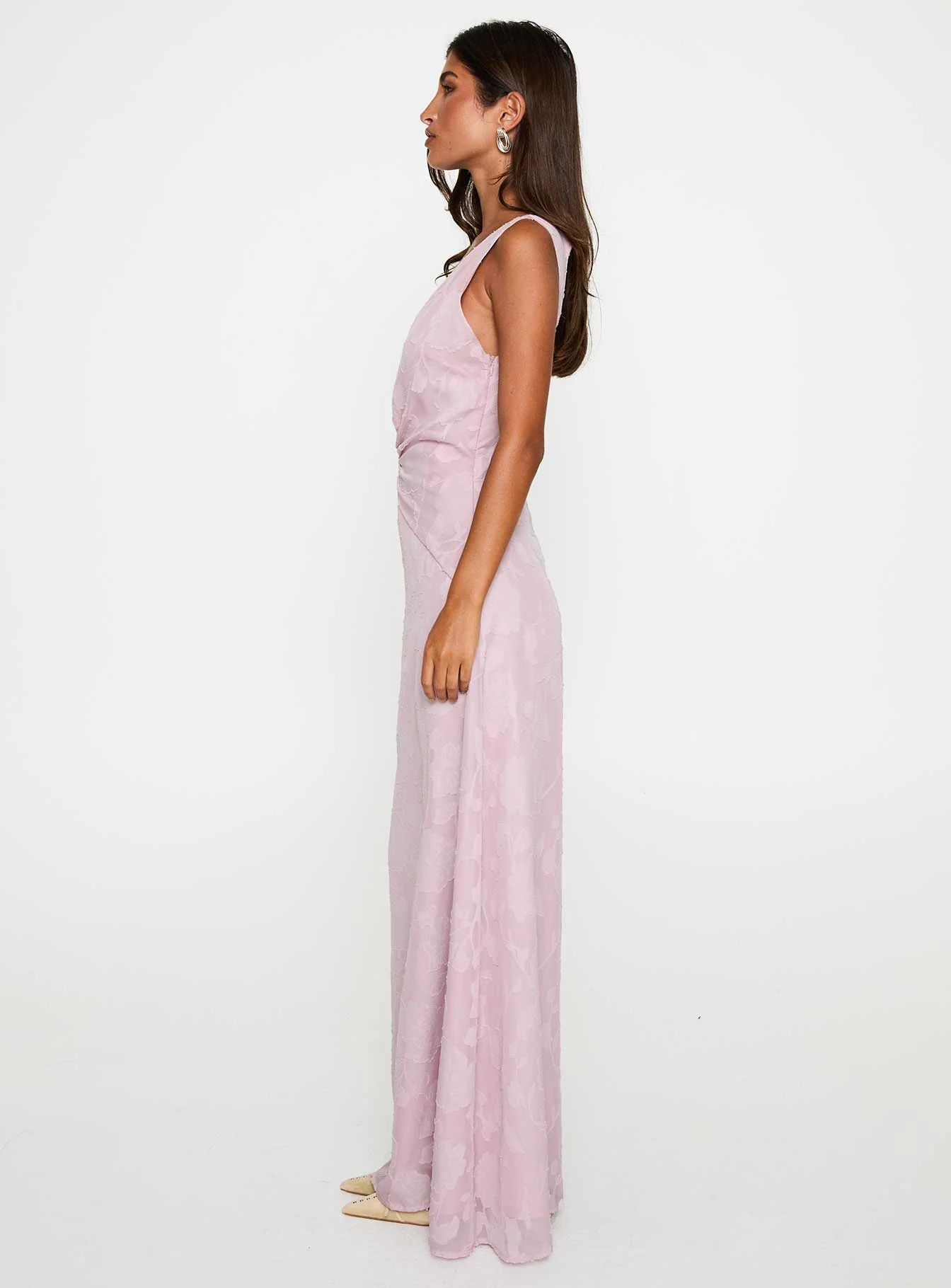 Frederica Plunge Burnout Maxi Dress Mauve - Image 4