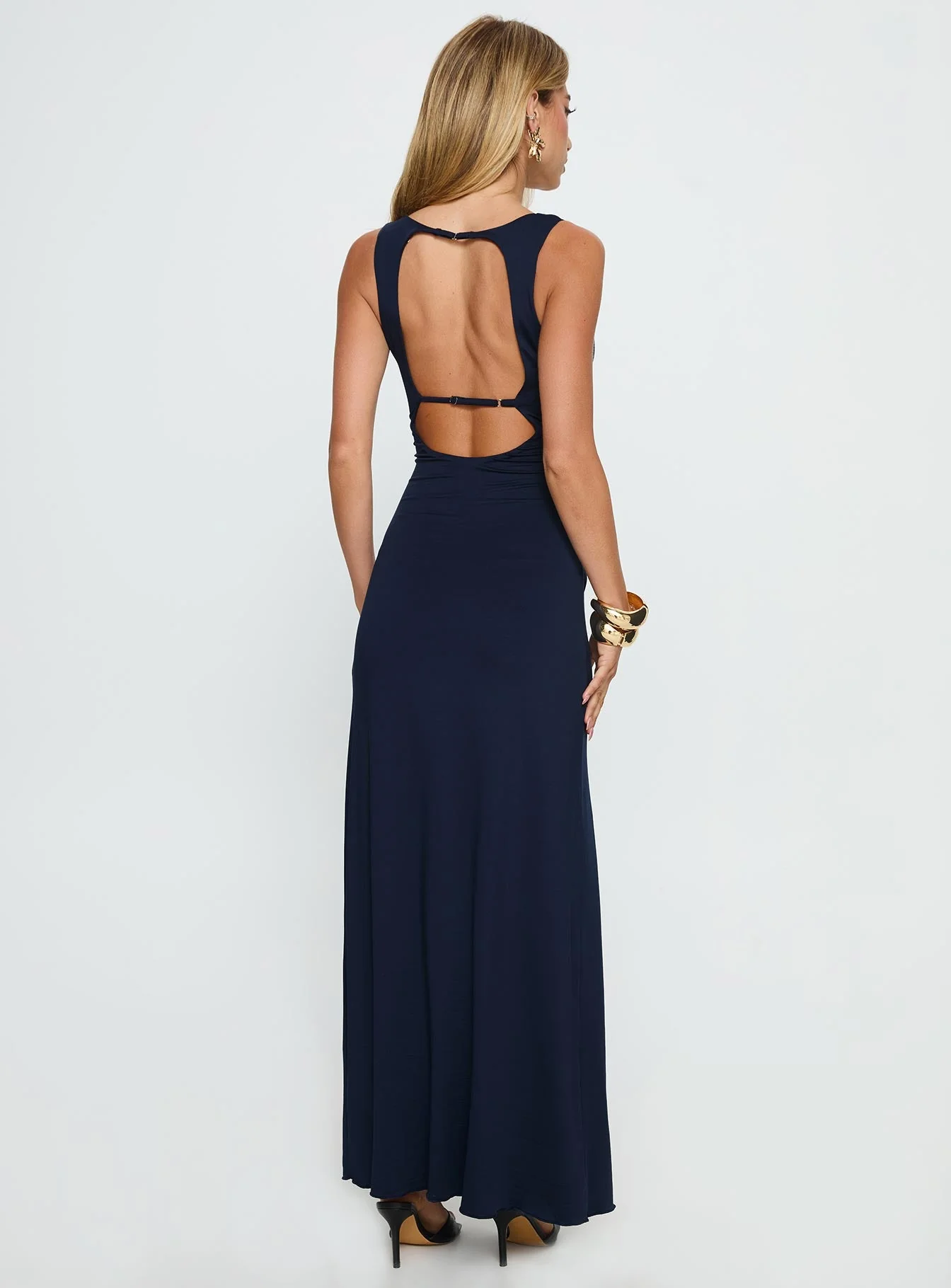 Frederica Plunge Maxi Dress Navy - Image 4