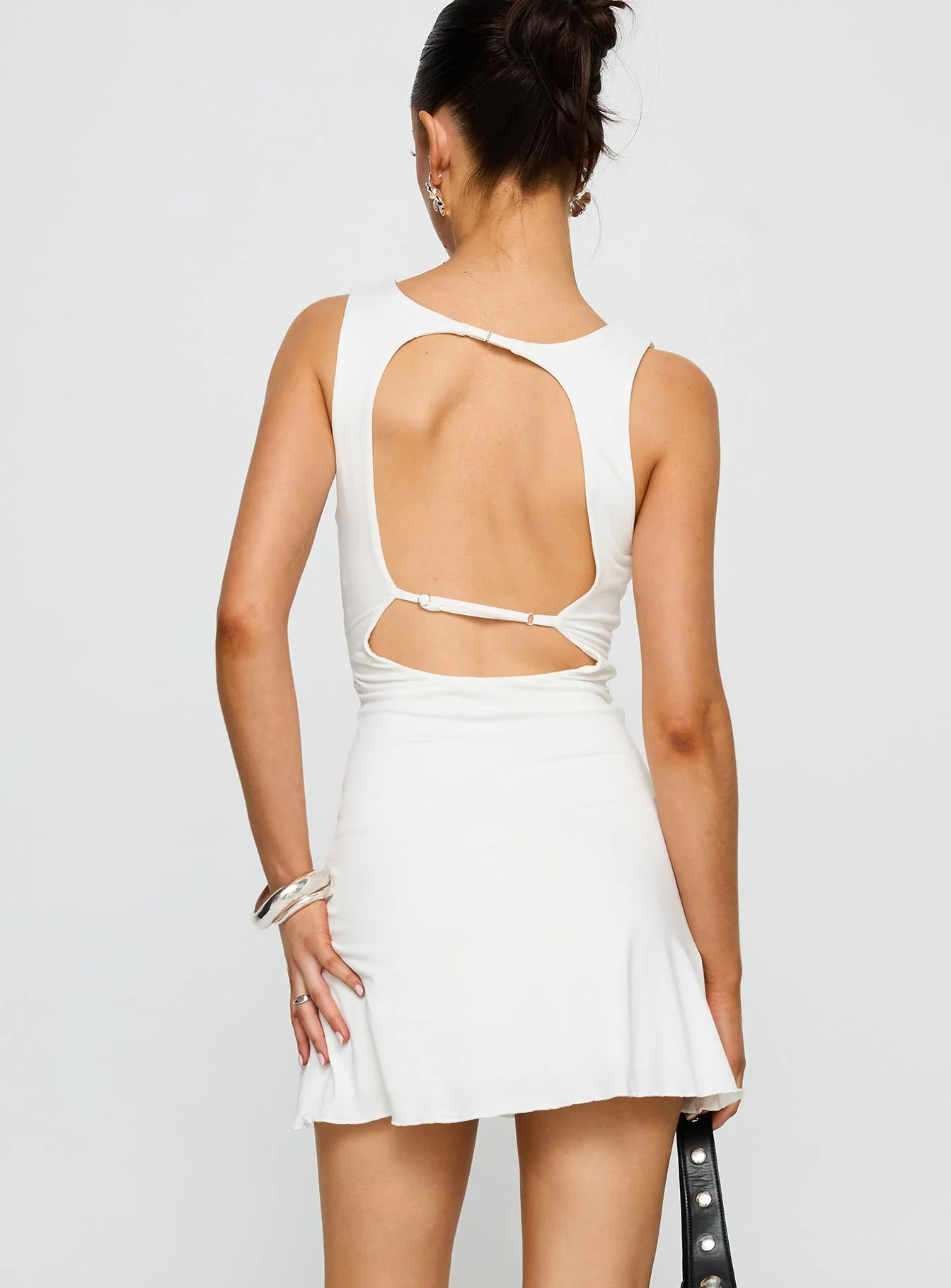 Frederica Plunge Mini Dress White - Image 5