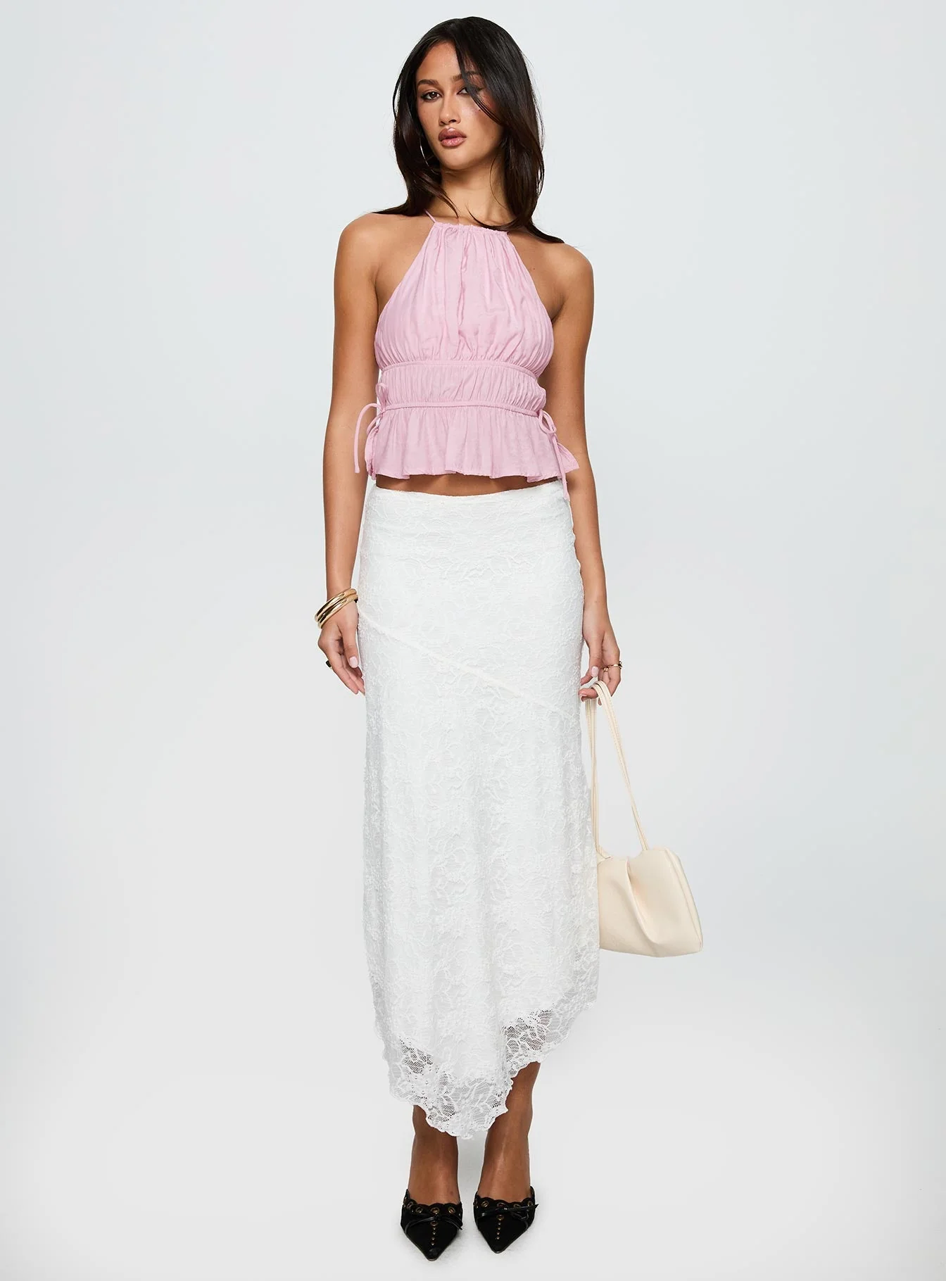 Freebirds Lace Midi Skirt White - Image 3