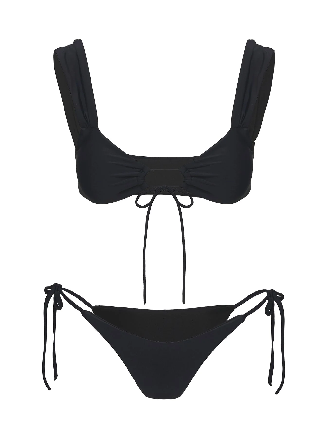 Freefall Tie Front Bikini Top Black - Image 5