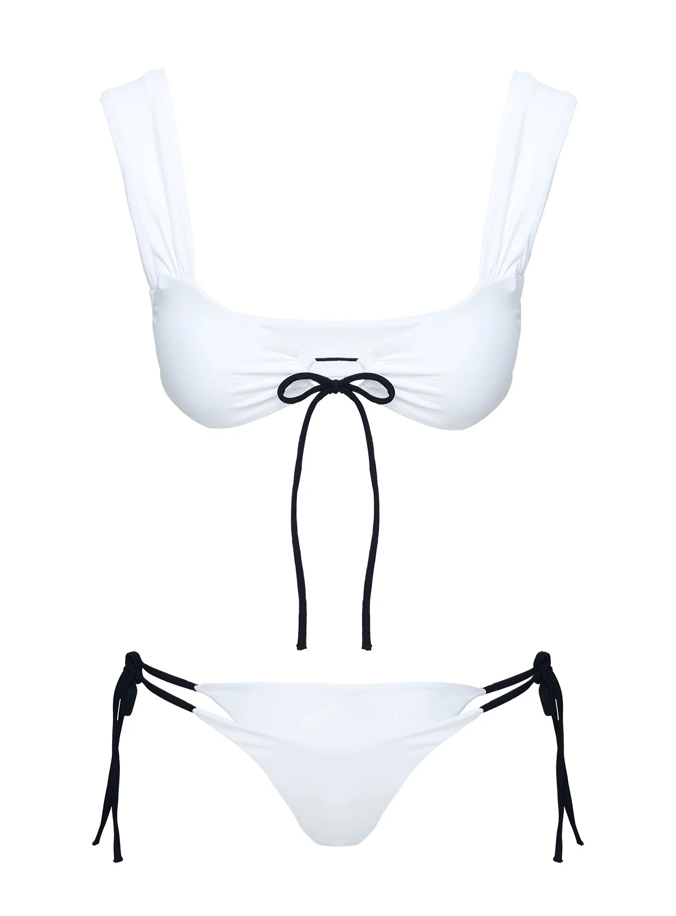 Freefall Tie Front Bikini Top White / Black - Image 5