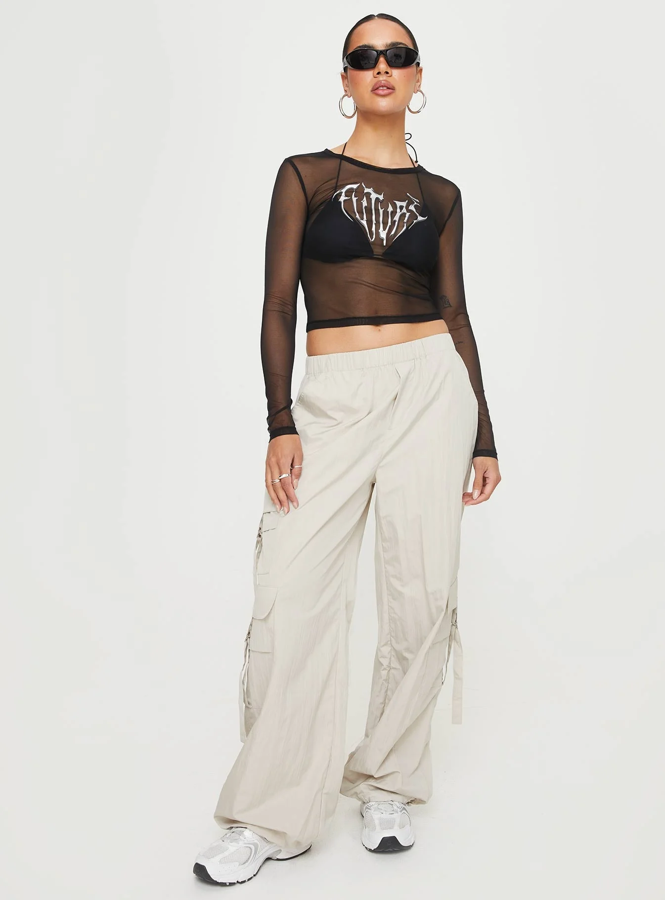 Future Mesh Long Sleeve Top Black - Image 2