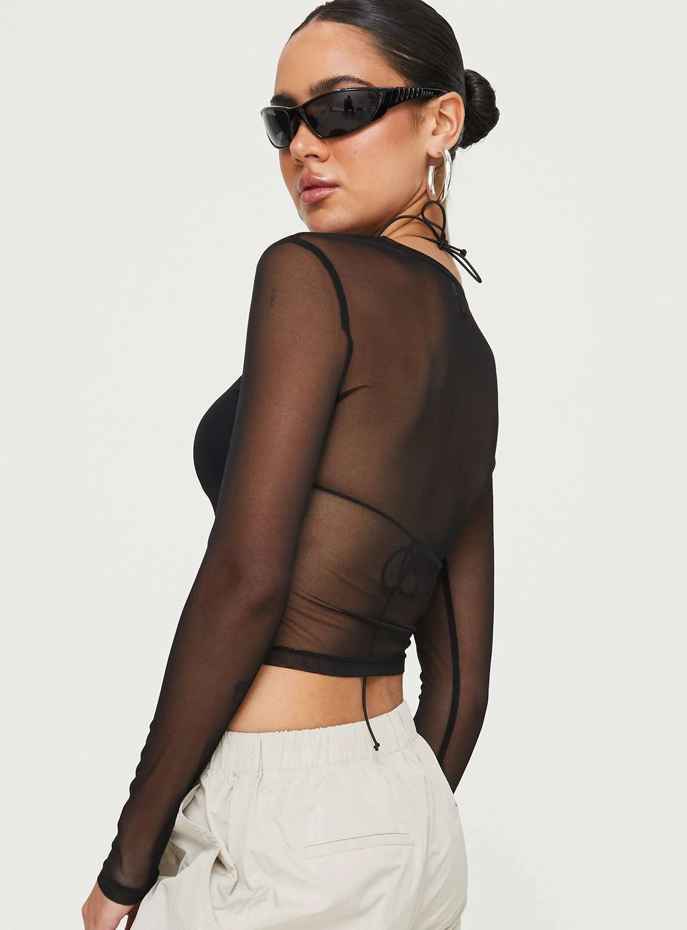 Future Mesh Long Sleeve Top Black - Image 3