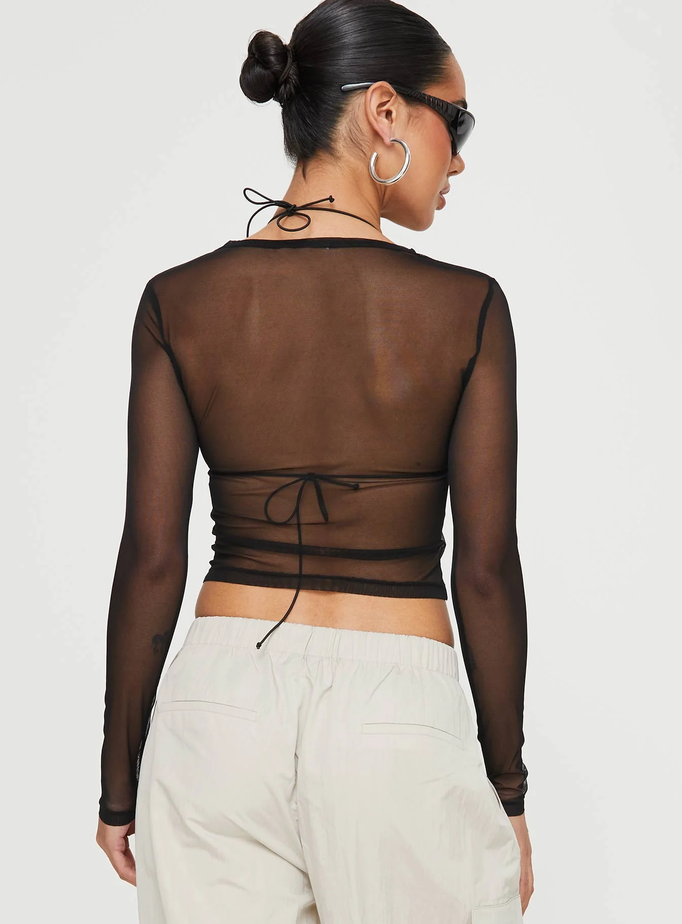 Future Mesh Long Sleeve Top Black - Image 4