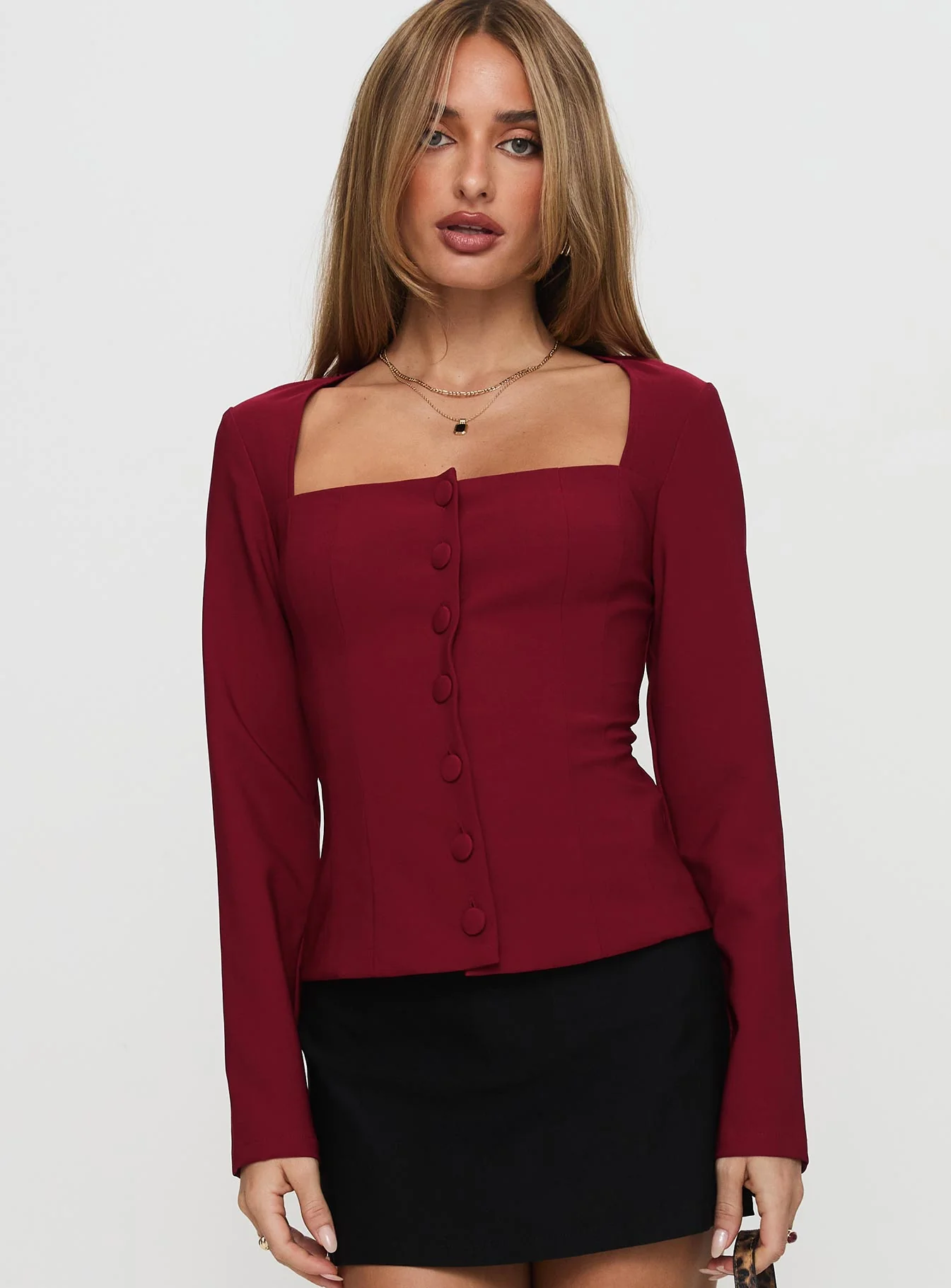 Gaskin Long Sleeve Top Burgundy - Image 2
