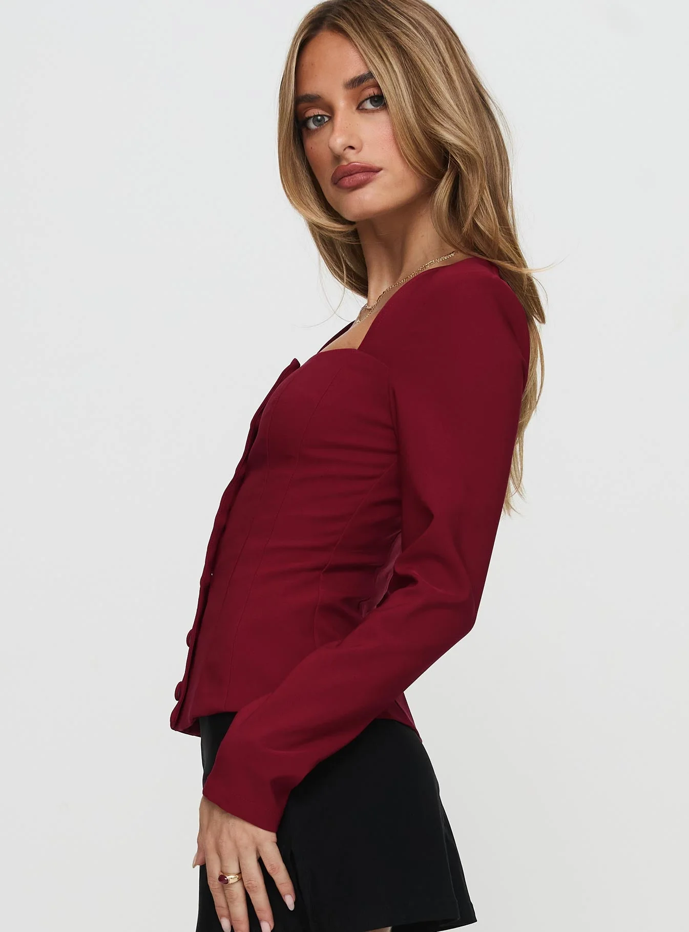 Gaskin Long Sleeve Top Burgundy - Image 4