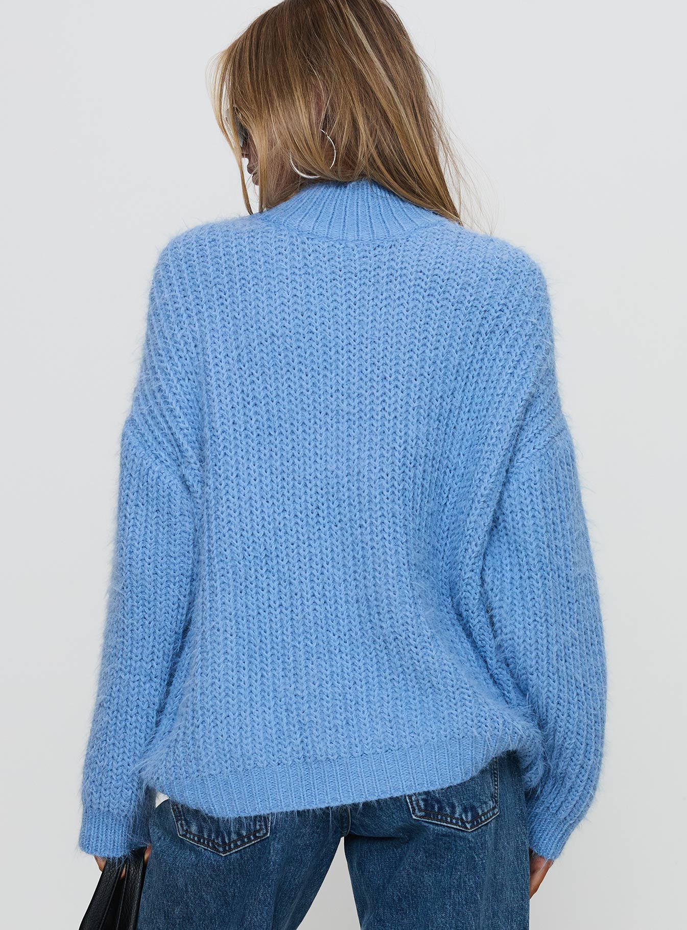 Gavelston Crew Neck Waffle Sweater Blue - Image 5