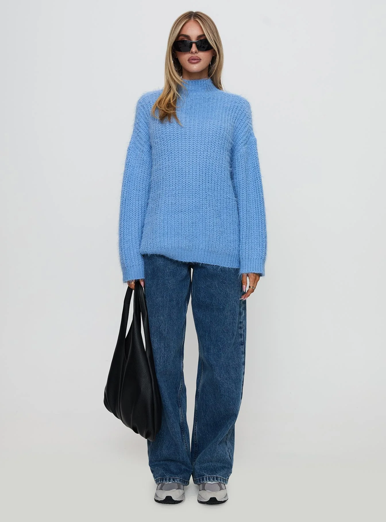 Gavelston Crew Neck Waffle Sweater Blue - Image 7