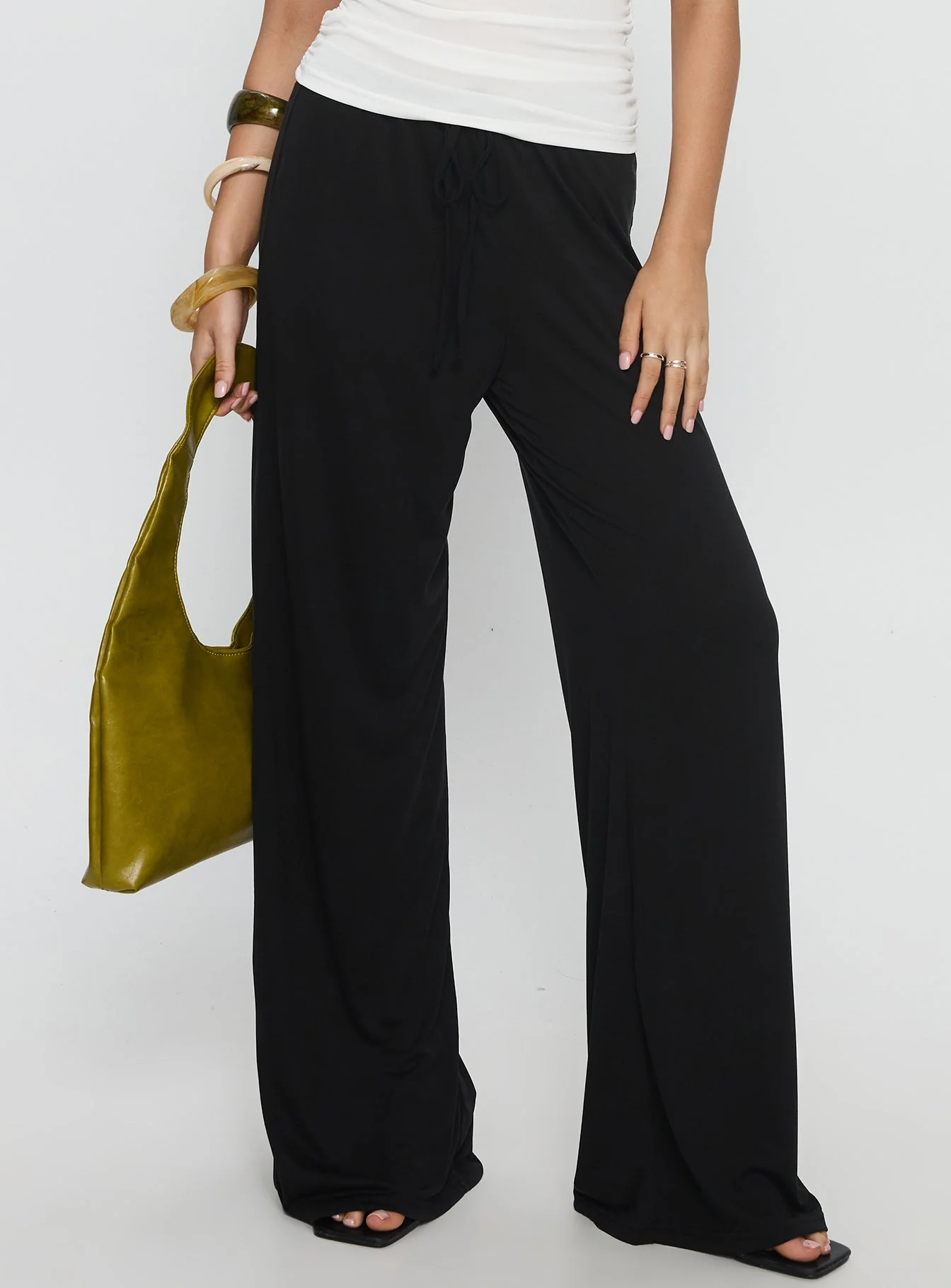 Gavrielle Jersey Wide Leg Pants Black - Image 2