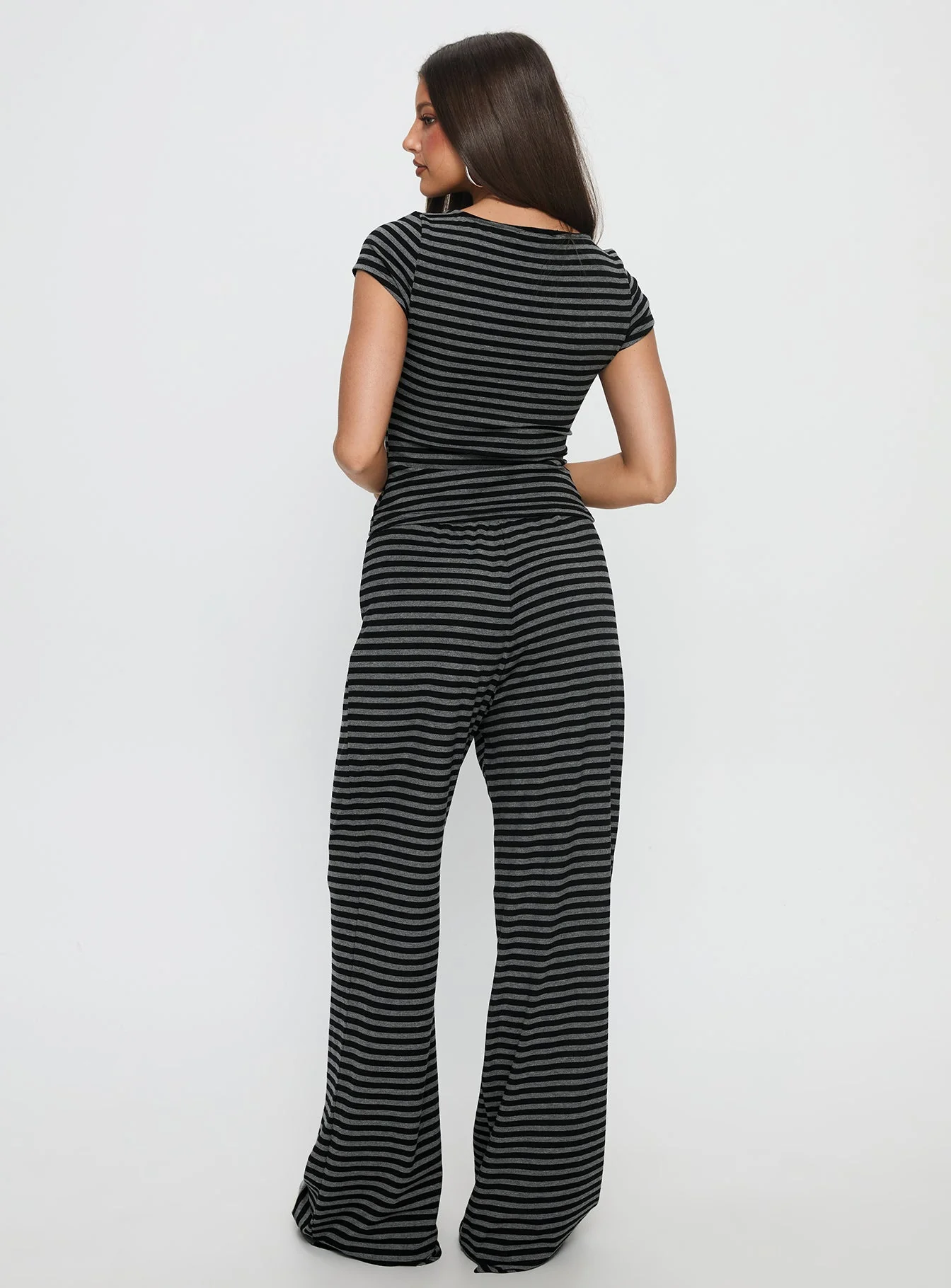 Gavrielle Jersey Wide Leg Pants Stripe - Image 5