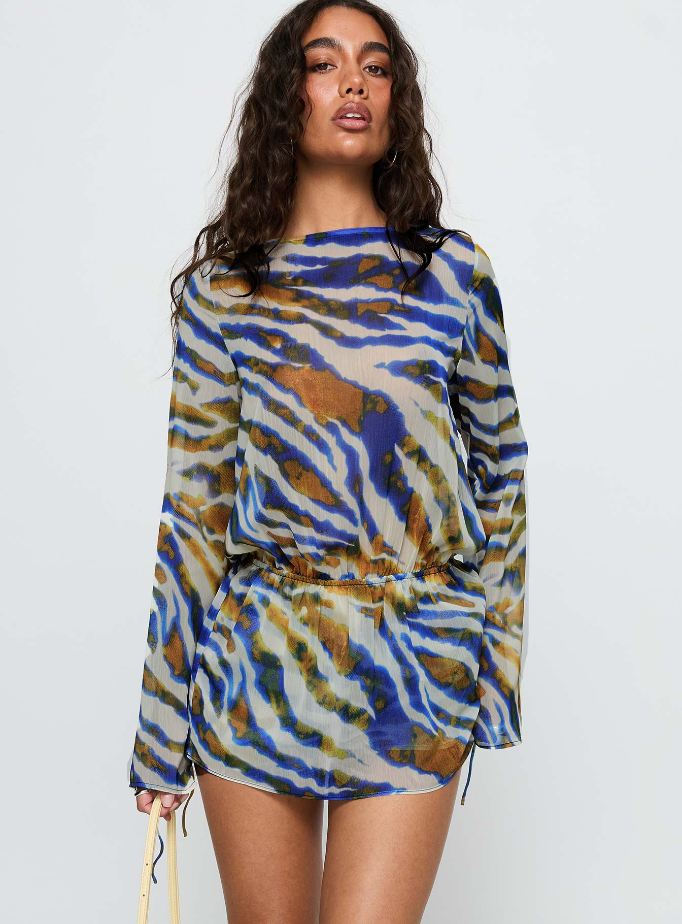 Get Closer Backless Romper Blue Zebra - Image 2