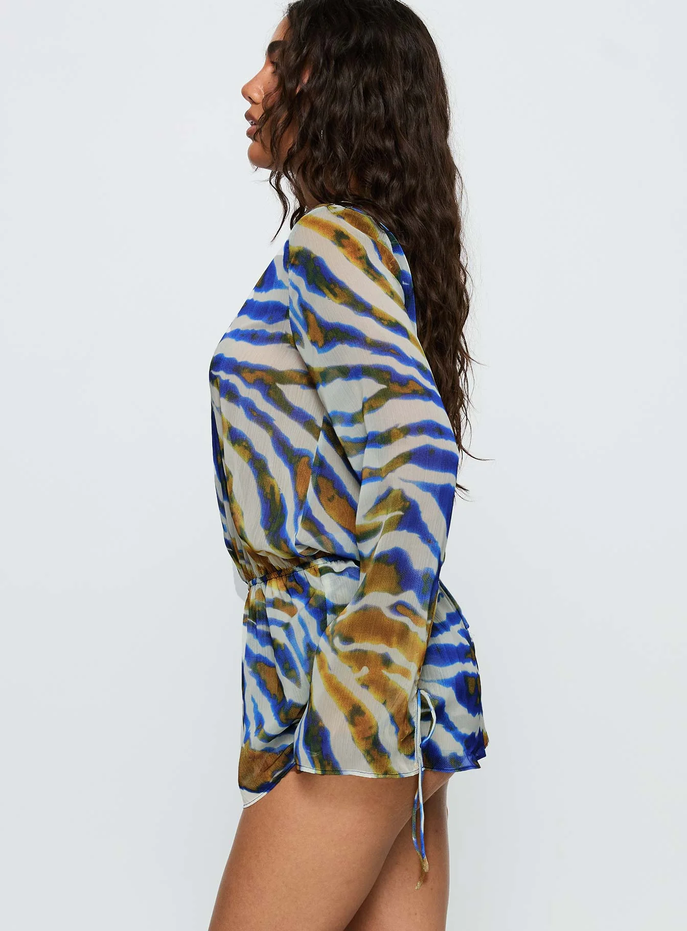 Get Closer Backless Romper Blue Zebra - Image 4