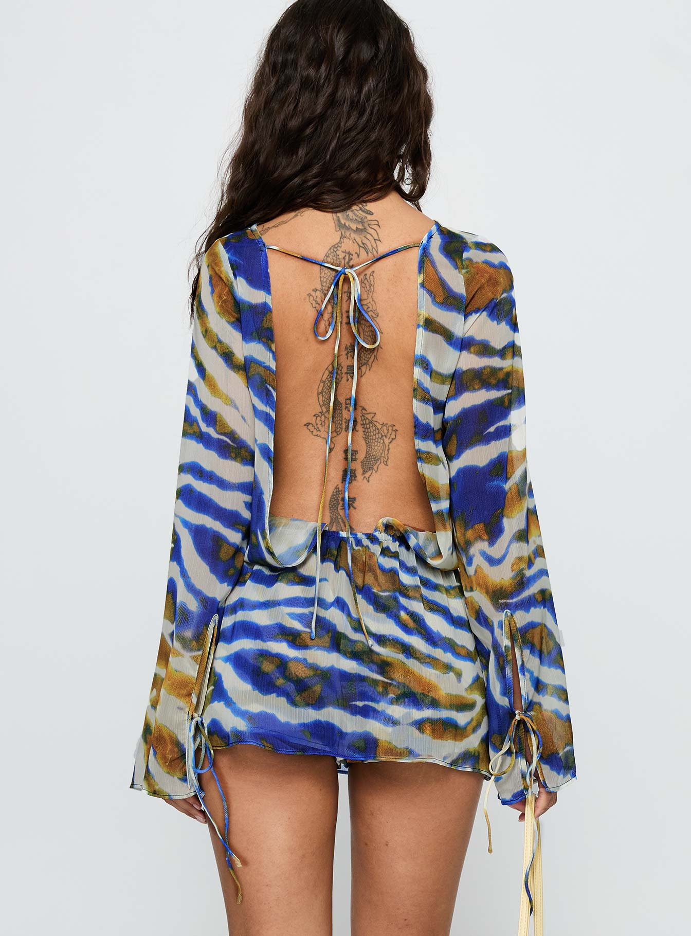 Get Closer Backless Romper Blue Zebra - Image 5