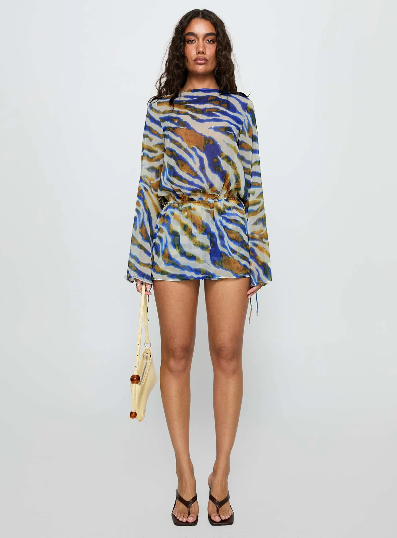 Get Closer Backless Romper Blue Zebra - Image 7