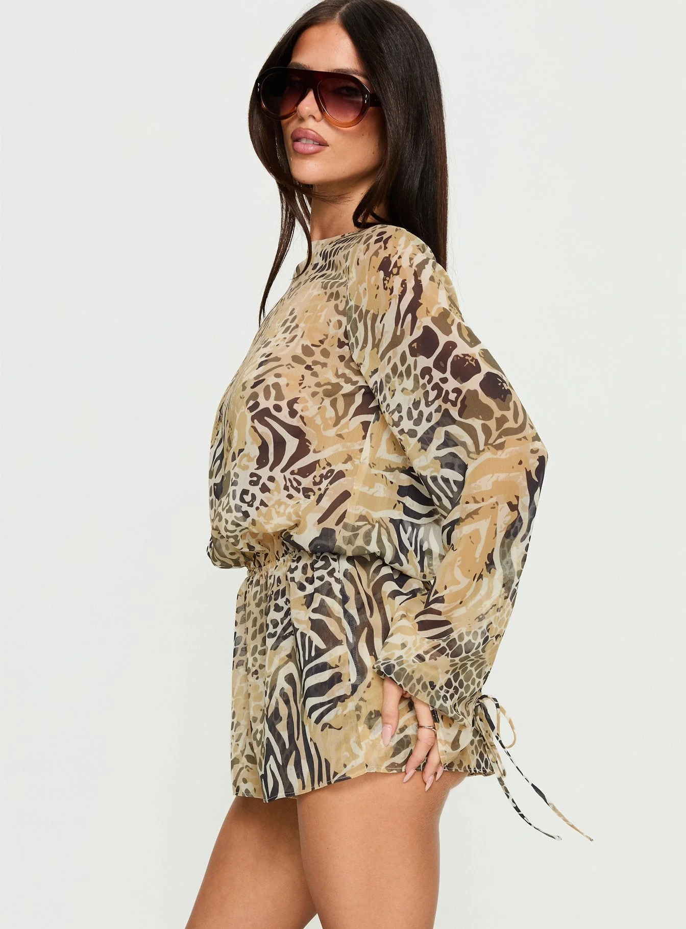 Get Closer Backless Romper Faded Leopard - Image 4