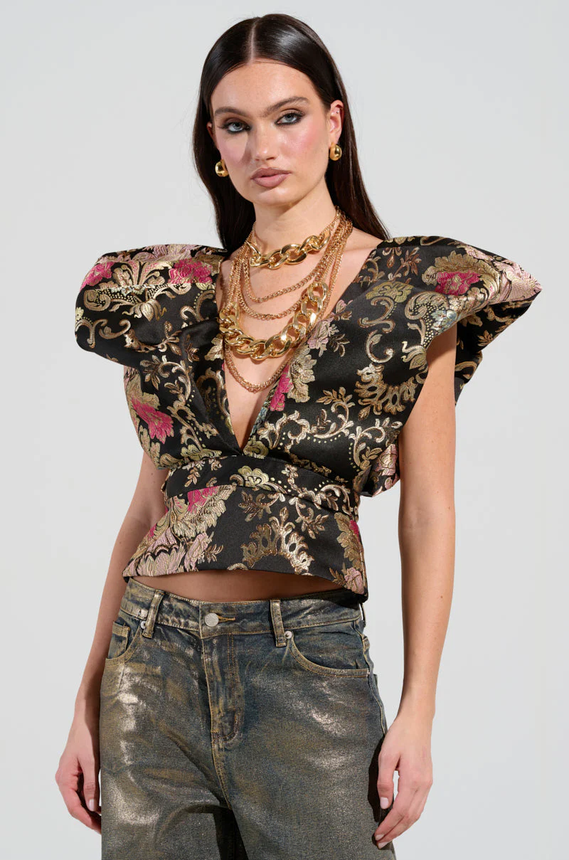 GET MY CLOSE UP FLORAL BROCADE BLOUSE - Image 2