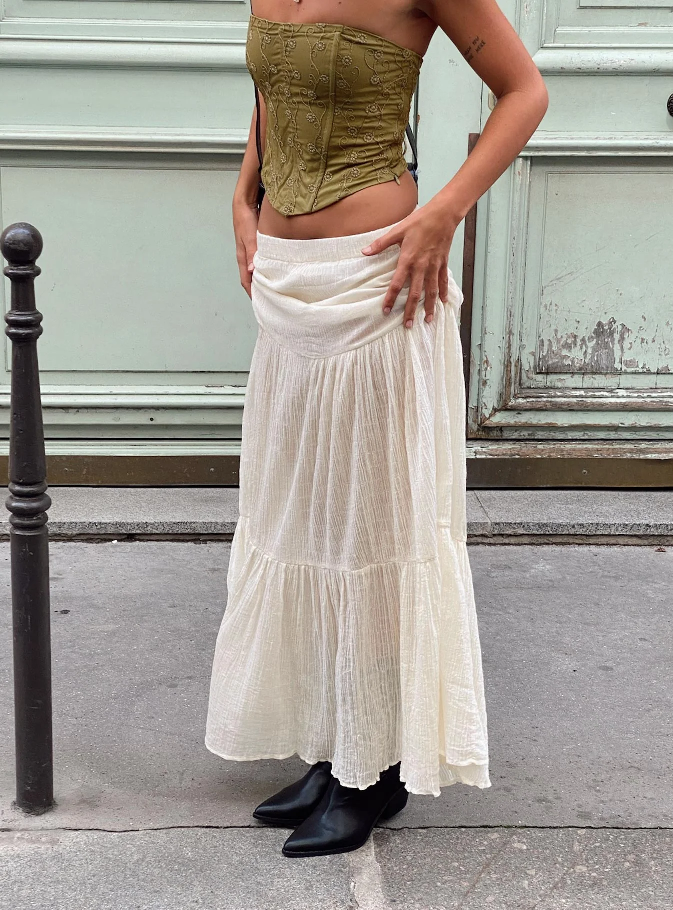 Gilchrist Low Rise Maxi Skirt Ivory Low impact - Image 3