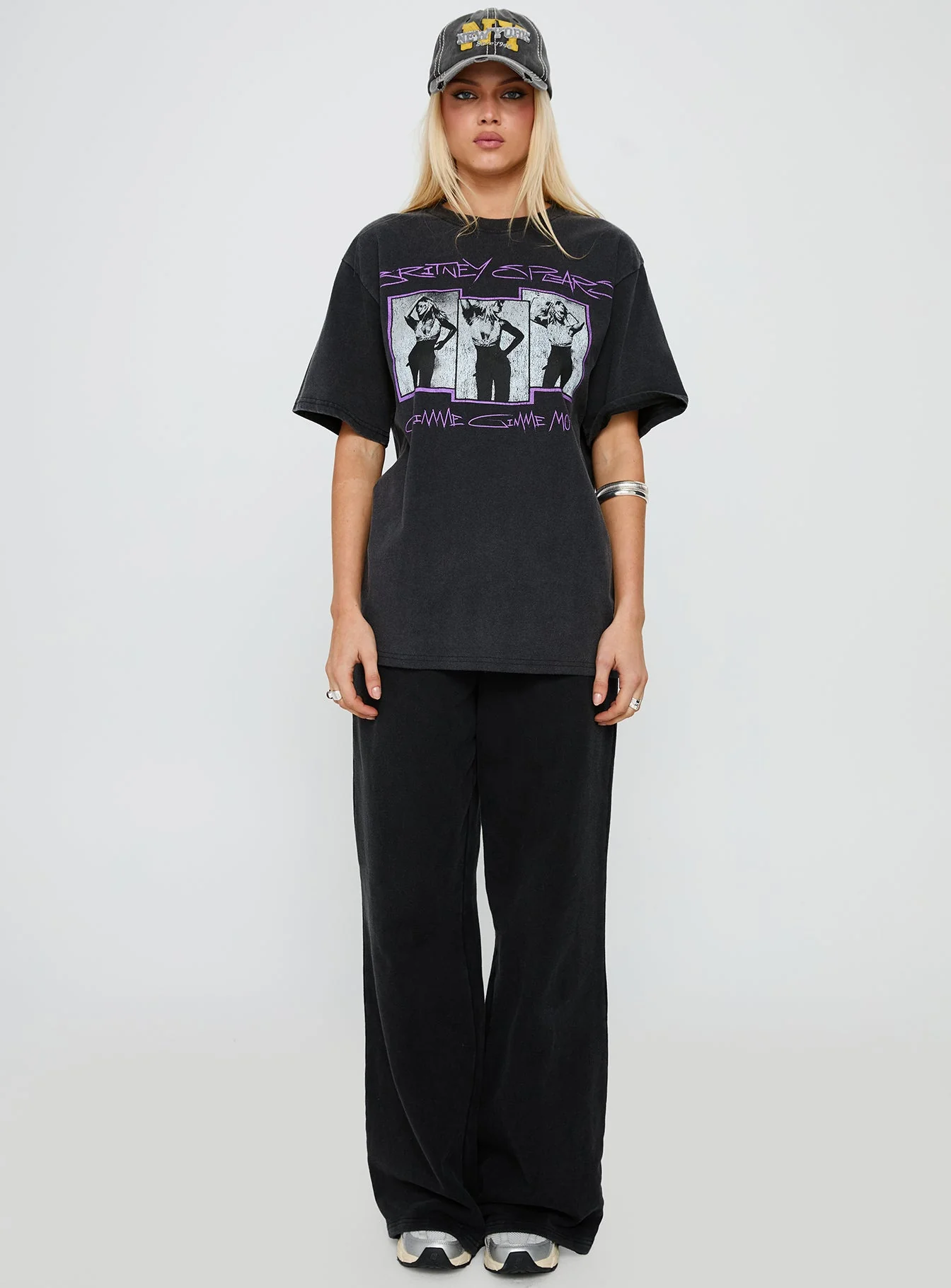 Britney Spears Gimme More Oversized Graphic Top Washed Black - Image 6