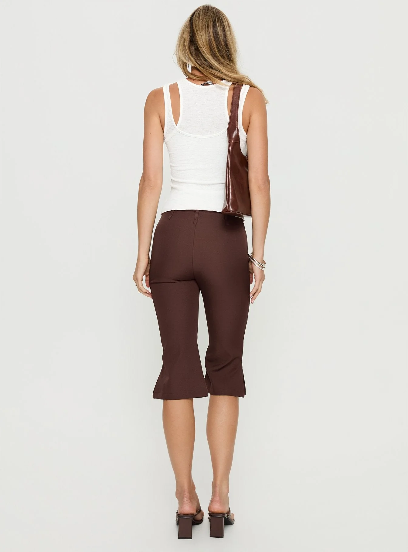 Giorgie Belted Capri Pant Chocolate Brown - Image 4