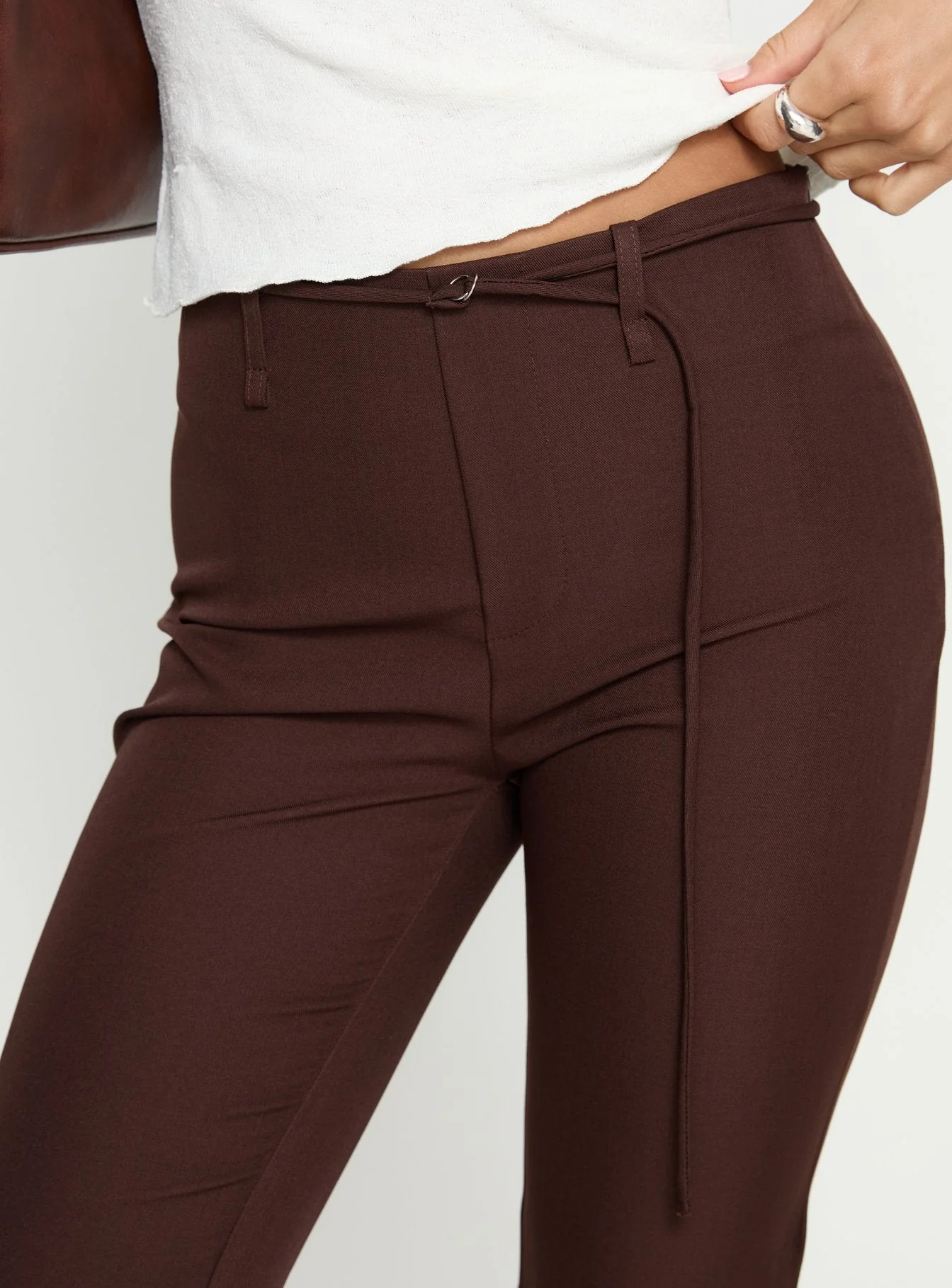 Giorgie Belted Capri Pant Chocolate Brown - Image 5