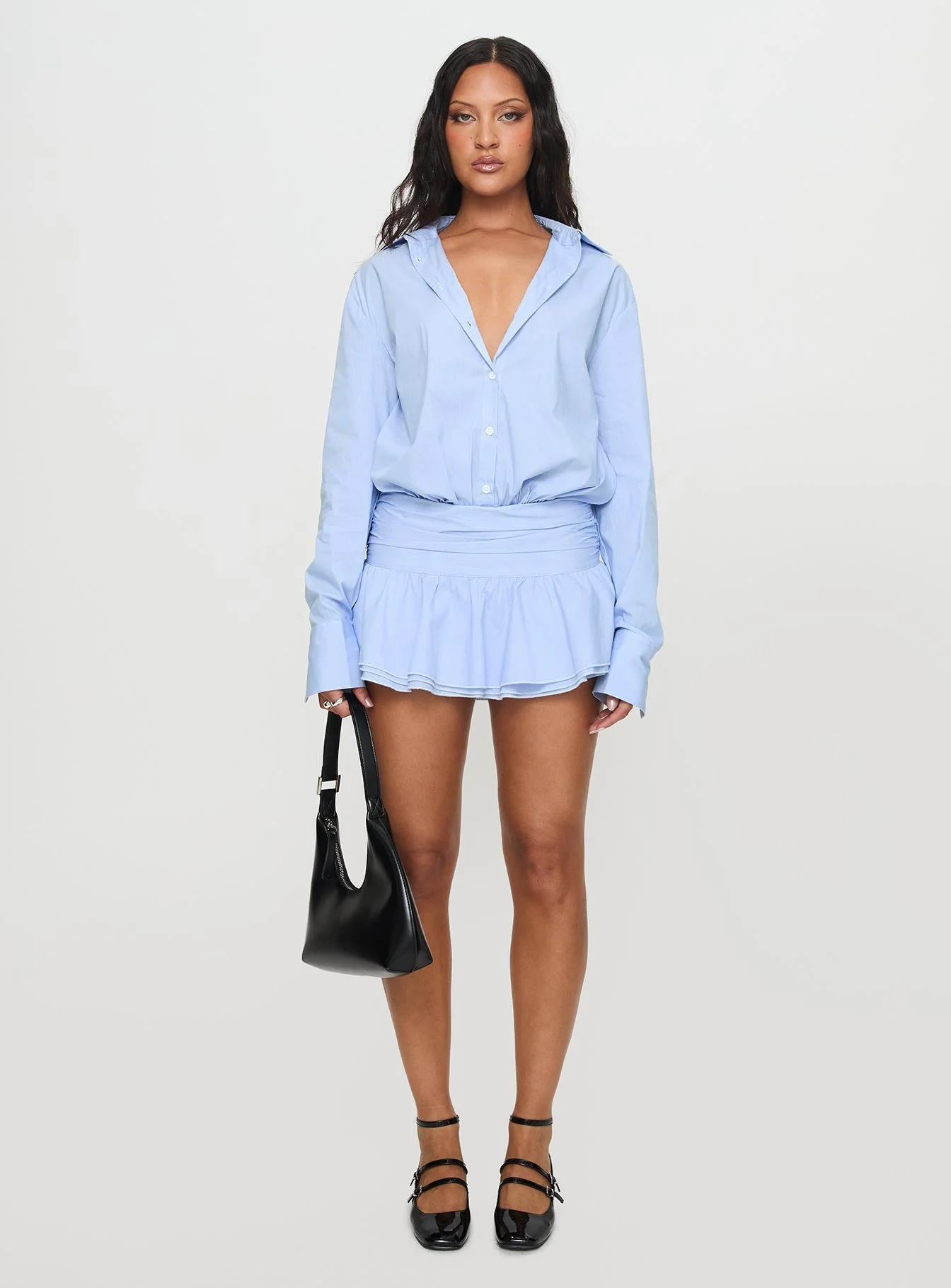 Girls Girls Girls Long Sleeve Mini Dress Blue - Image 7