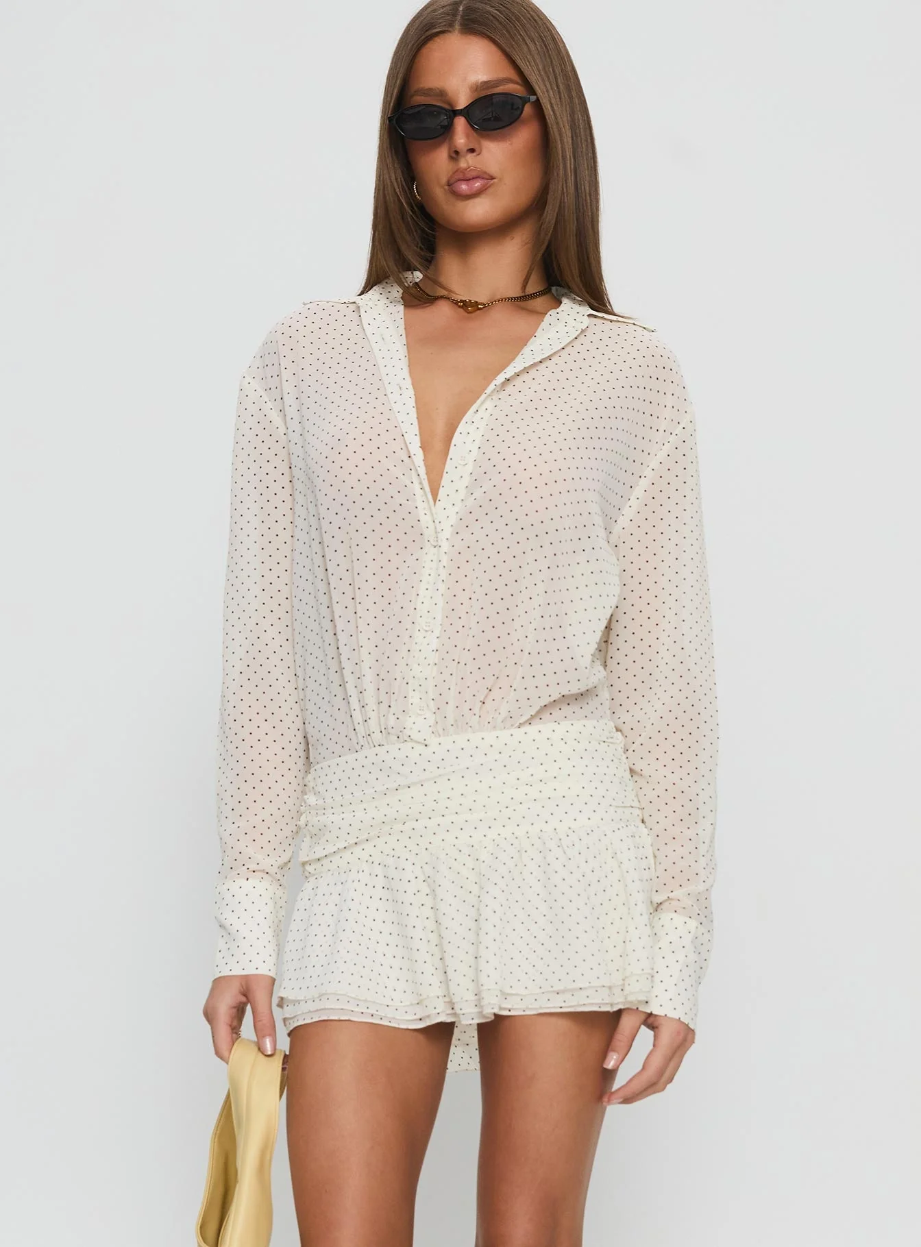 Girls Girls Girls Long Sleeve Mini Dress Porcelain Polka - Image 3