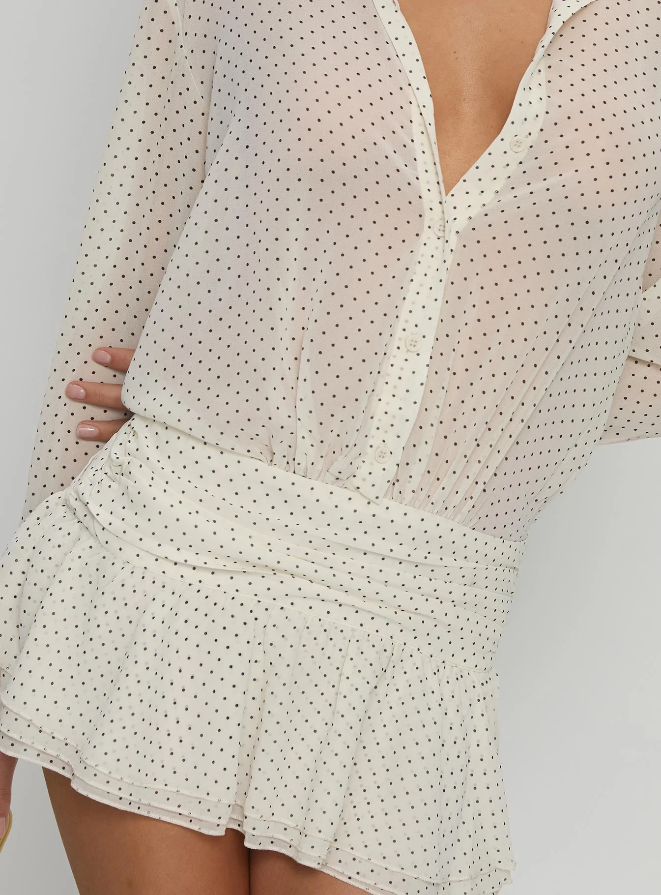 Girls Girls Girls Long Sleeve Mini Dress Porcelain Polka - Image 7
