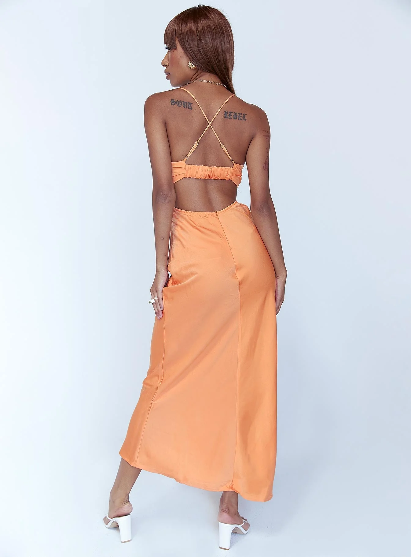Giselle Midi Dress Orange - Image 5