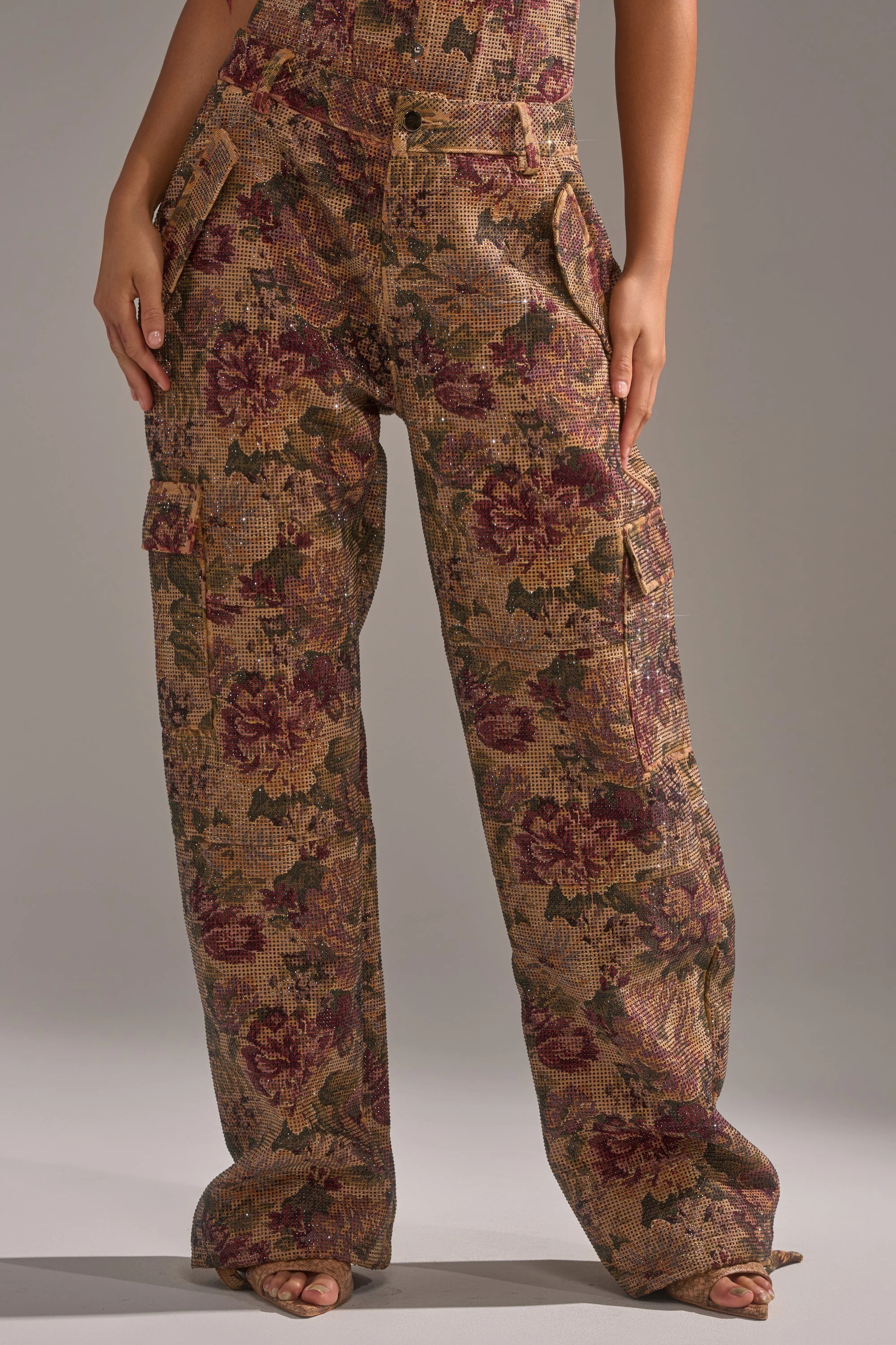 GLAM SQUAD RHINESTONE BROCADE TROUSER - Image 4