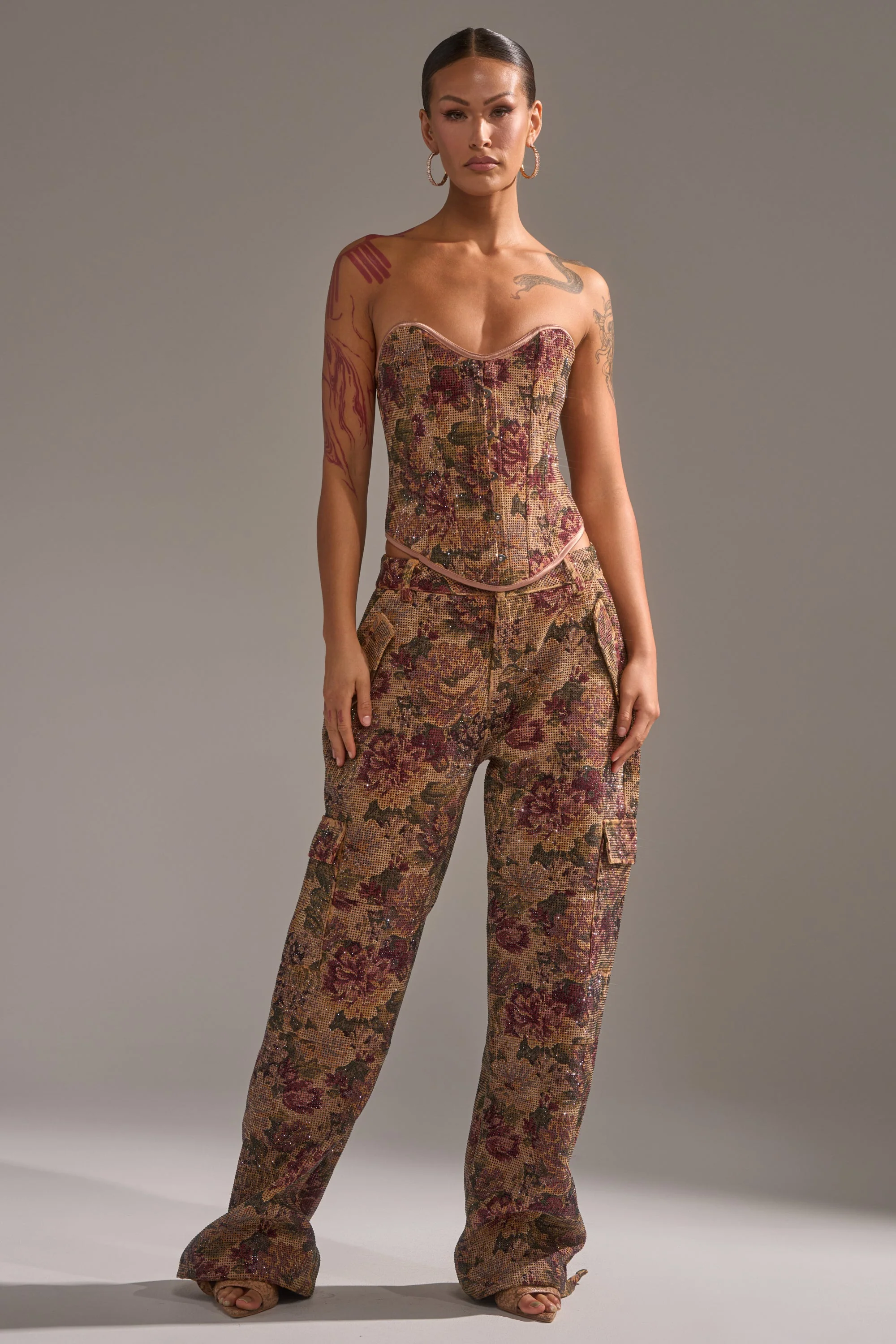 GLAM SQUAD RHINESTONE BROCADE TROUSER - Image 7