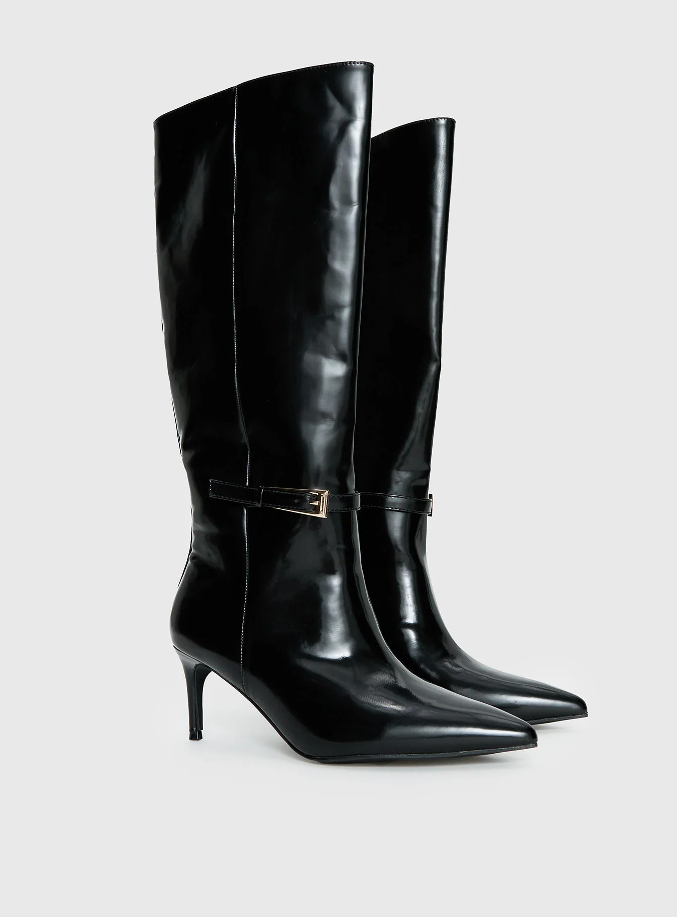 Glazed Knee High Boots Black - Image 3