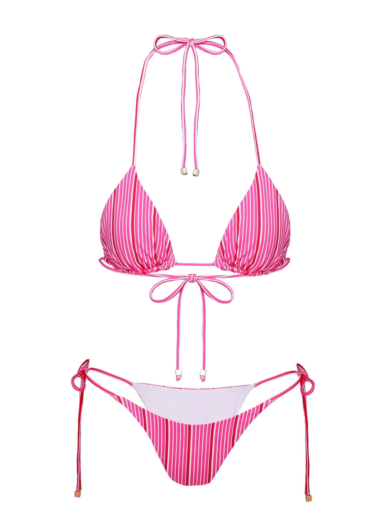 Glora Tie Side Bikini Bottom Pink Stripe - Image 5