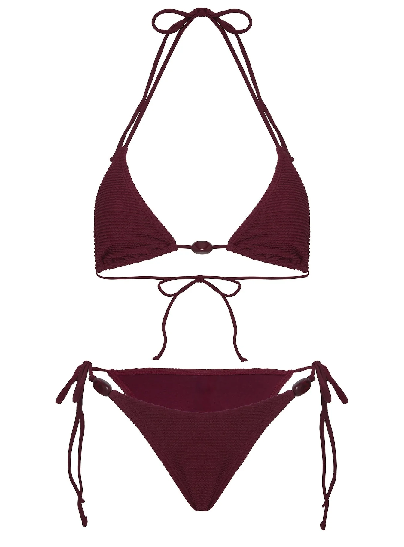 Glora Tie Side Textured Bikini Bottom Red - Image 5