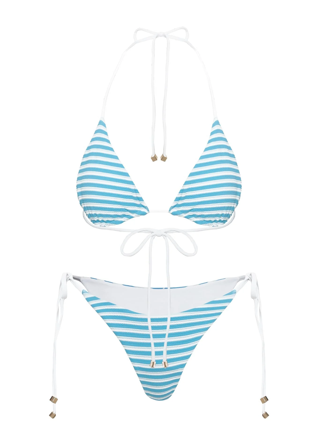 Glora Tie Side Bikini Bottom White Blue / White - Image 5