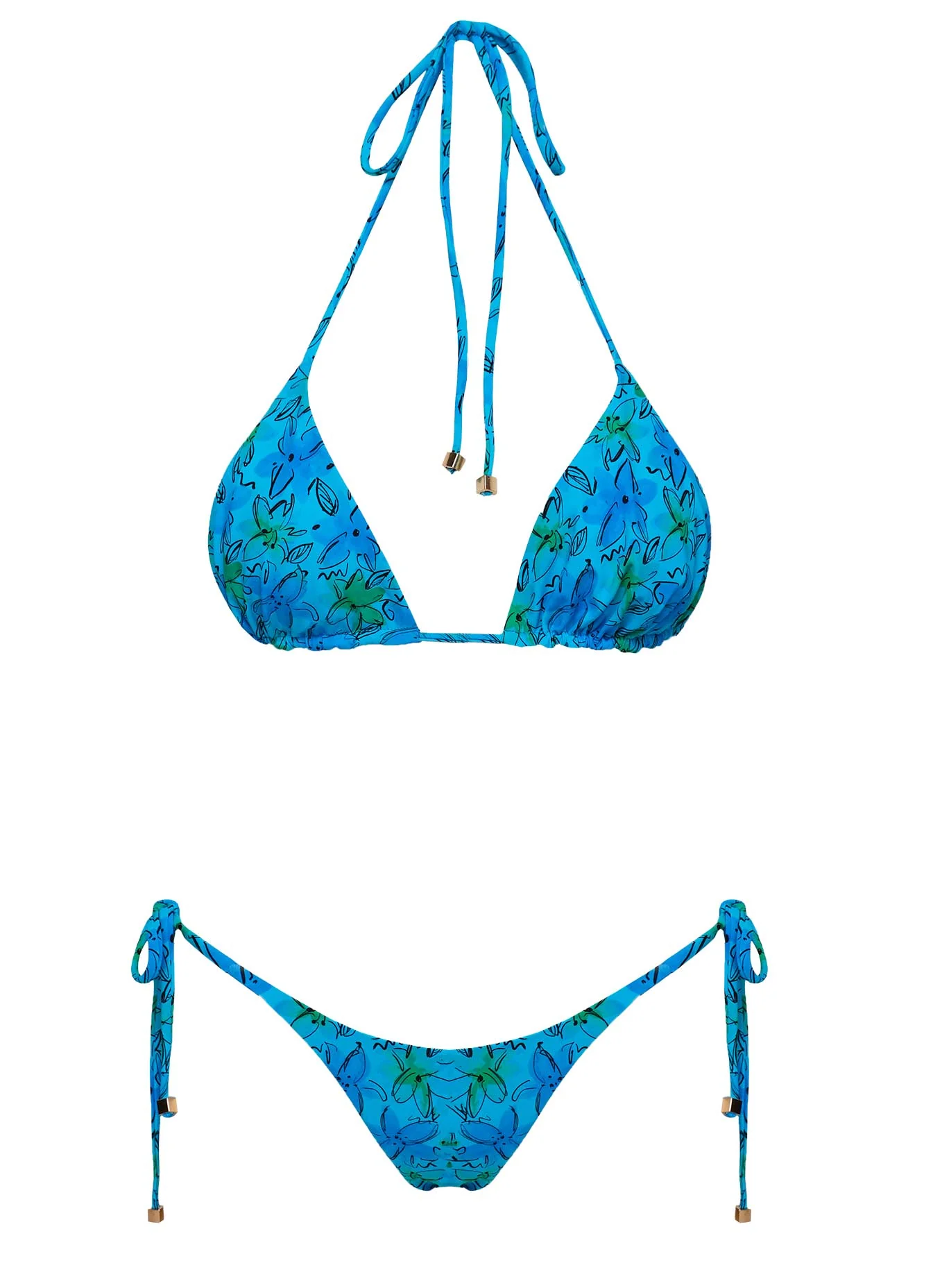 Glora Tie Side Bikini Bottoms Blue Floral - Image 5