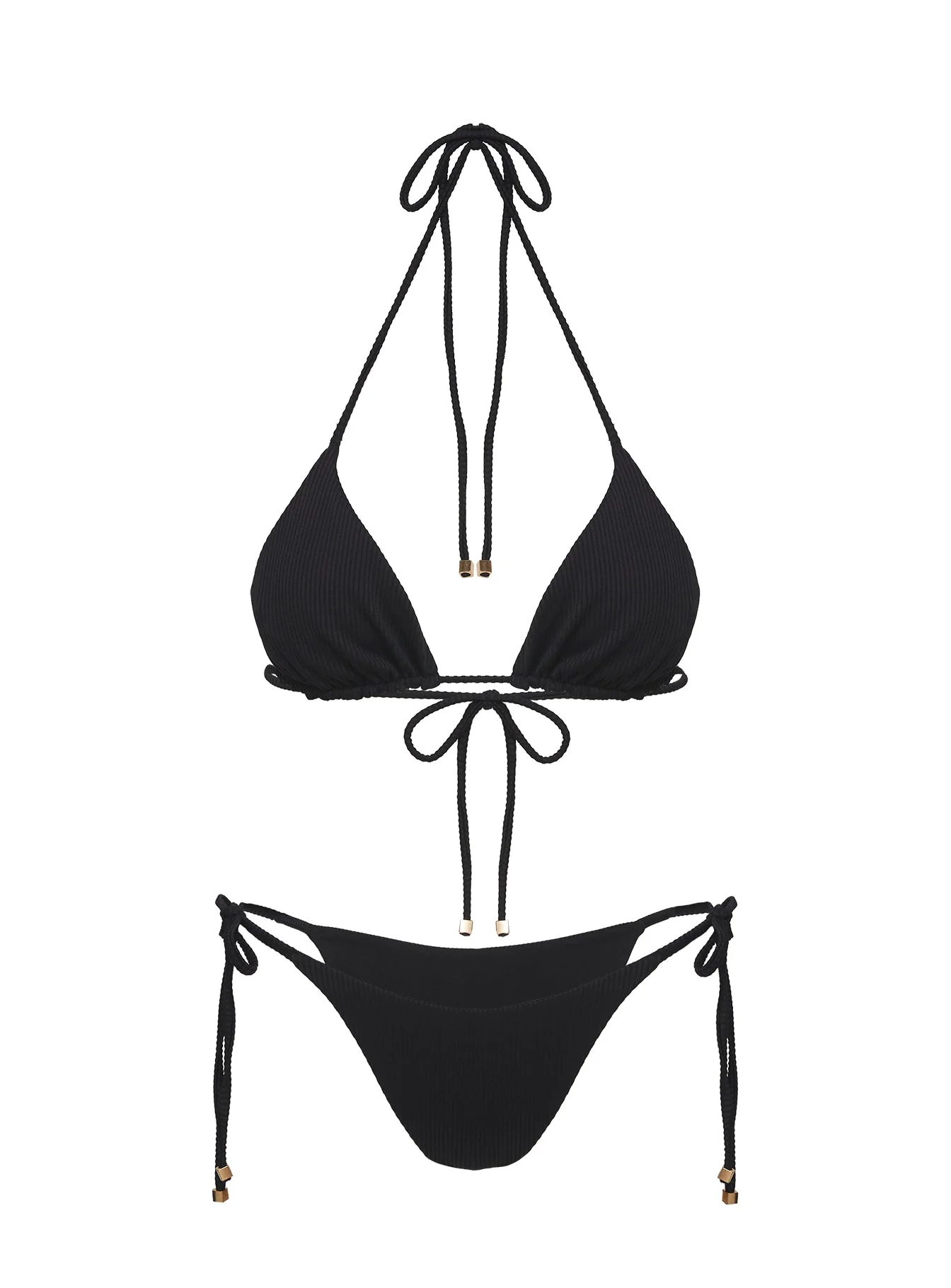 Glora Tie Side Ribbed Bikini Bottom Black - Image 5