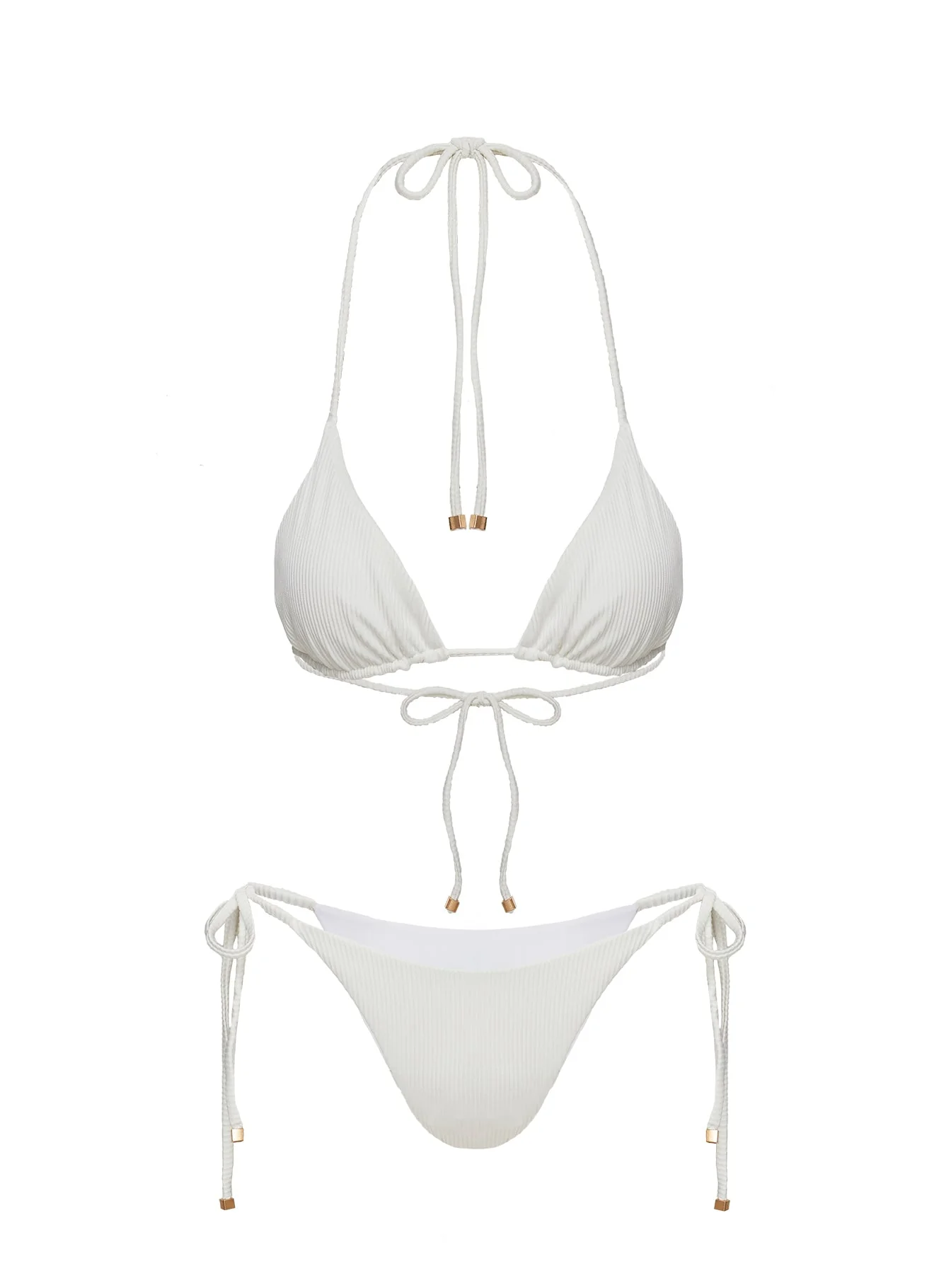 Glora Tie Side Ribbed Bikini Bottom White - Image 5