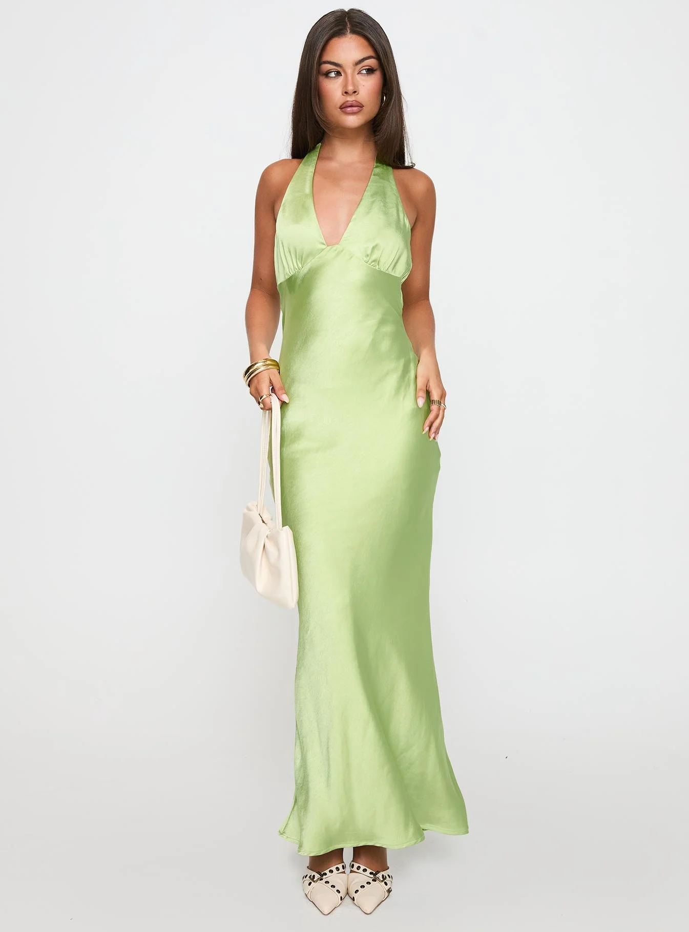Gloriana Halter Maxi Dress Green - Image 2