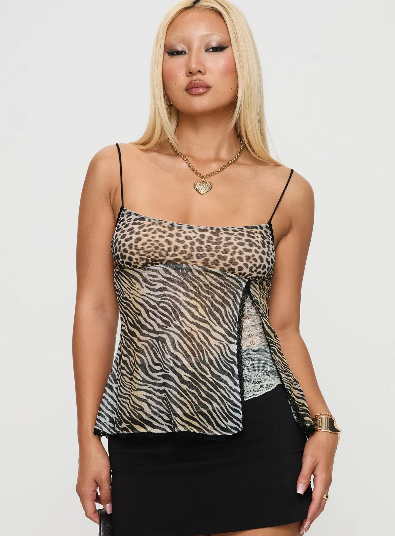 Golden Age Split Cami Top Leopard Multi - Image 3
